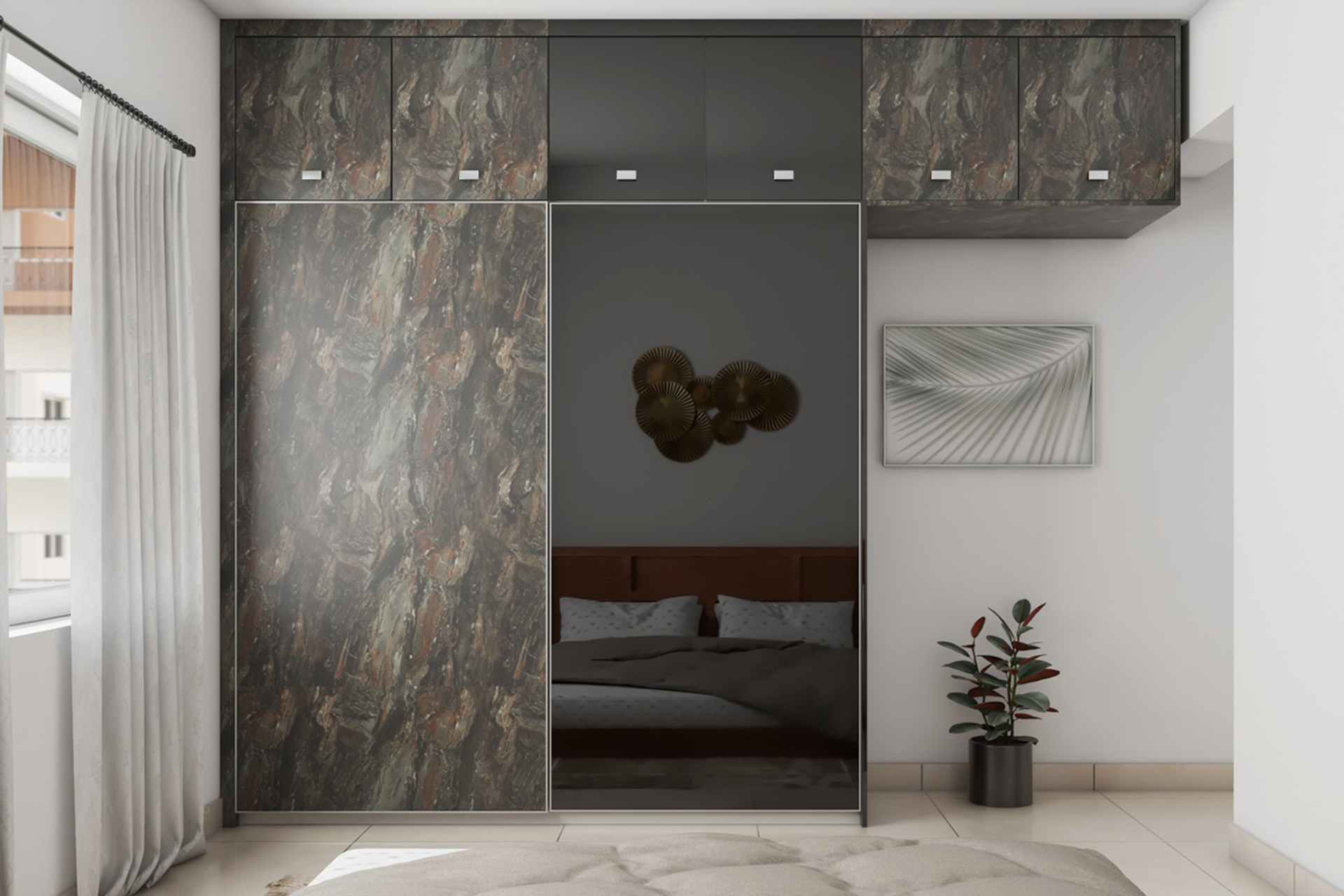 Compact Sliding Door Wardrobe With Loft | Livspace