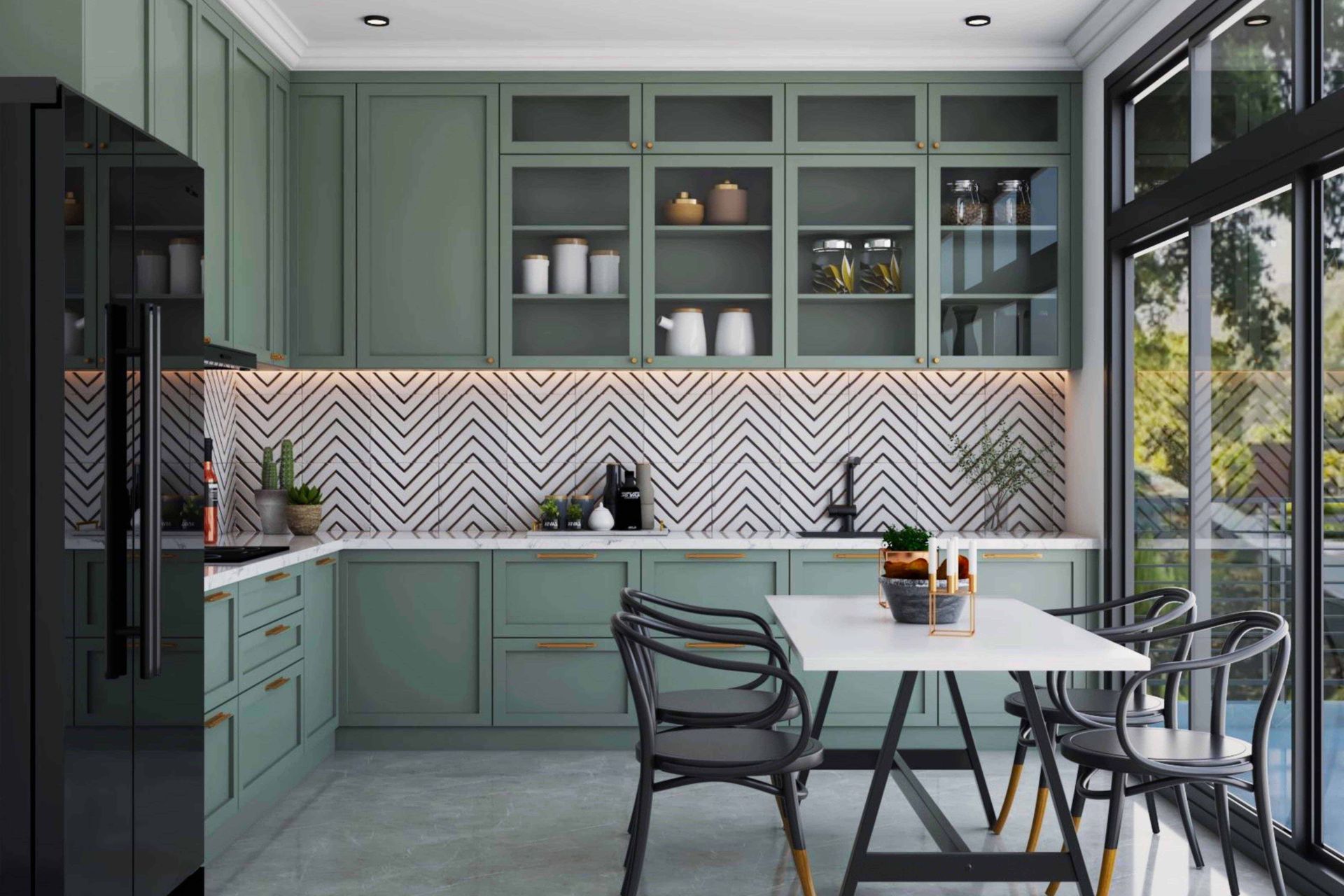 Curated visual reference: Visual Reference: Square Ceramic Kitchen Tiles Design With Geometric Pattern In White