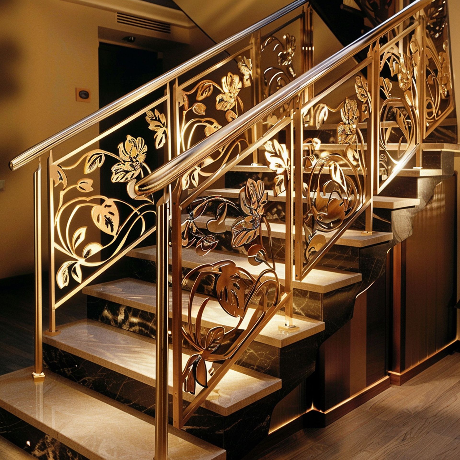 Metal and Concrete Material Transitional Straight Staircase Design ...