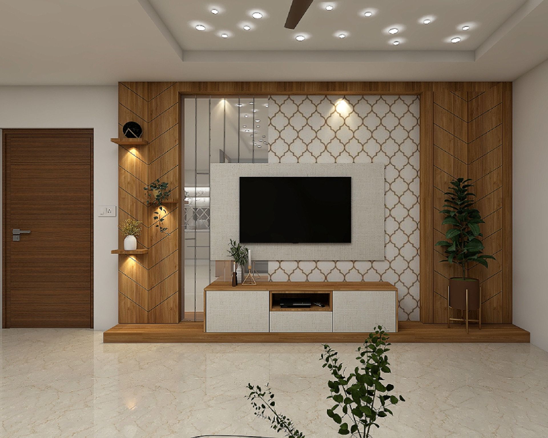 Rectangular Beige Floor Tiles Design | Livspace