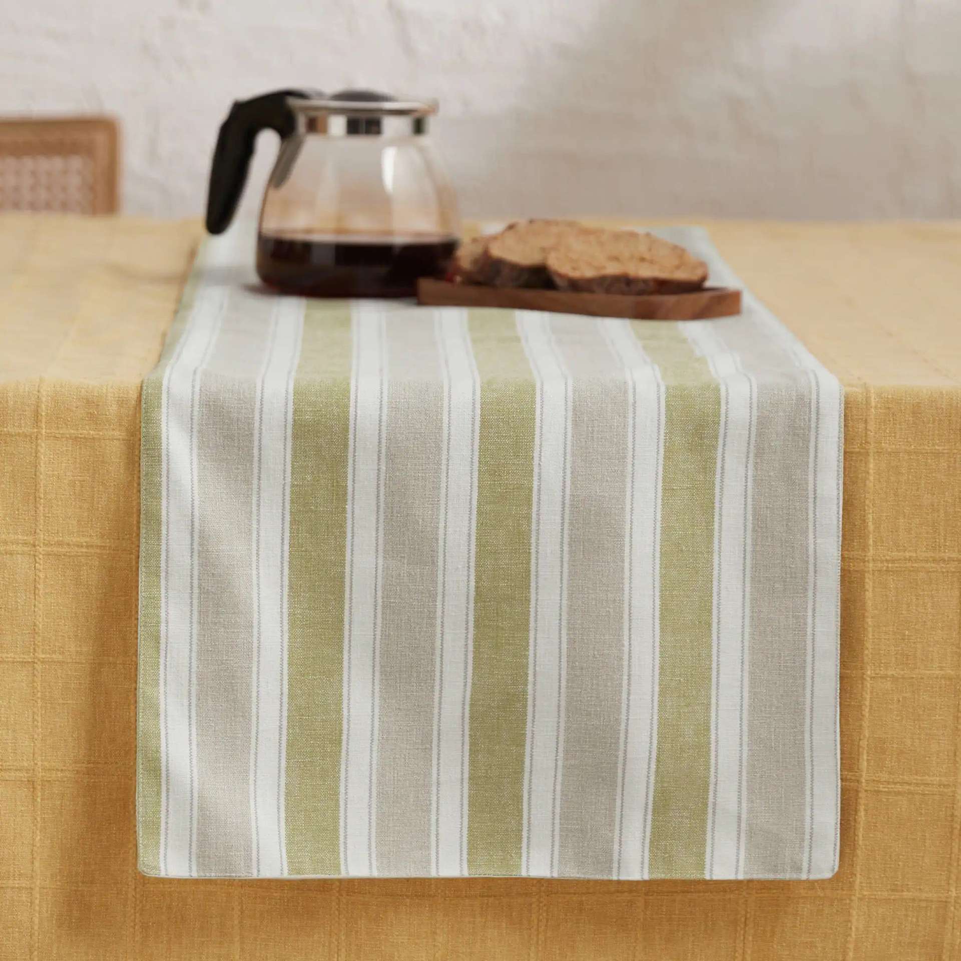 Woven Stripe 302 GSM 52% Cotton Yellow Table Runner | Kaleida