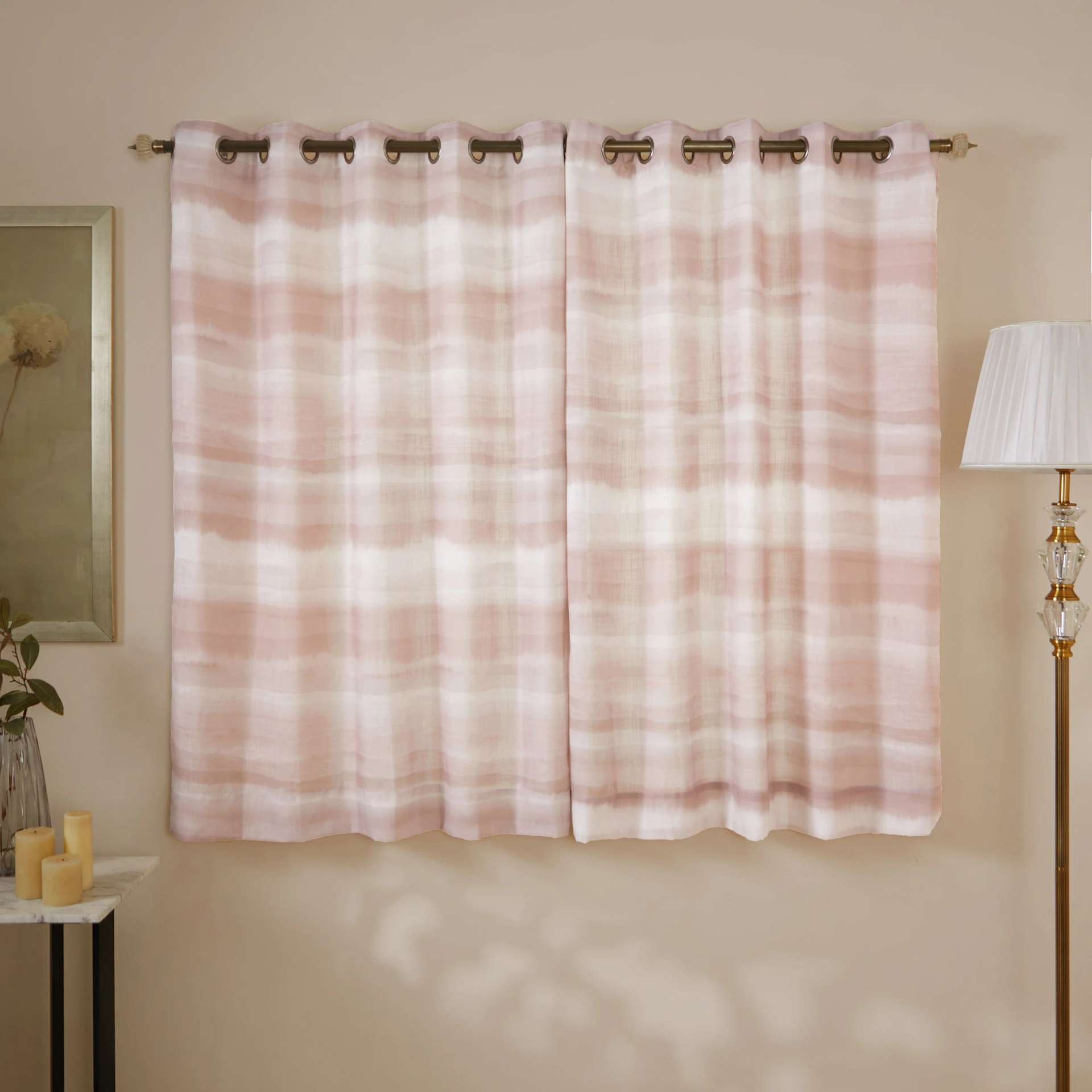 Sheer 100% Polyester Rosewine Set of 2 Window Curtains | Meriga