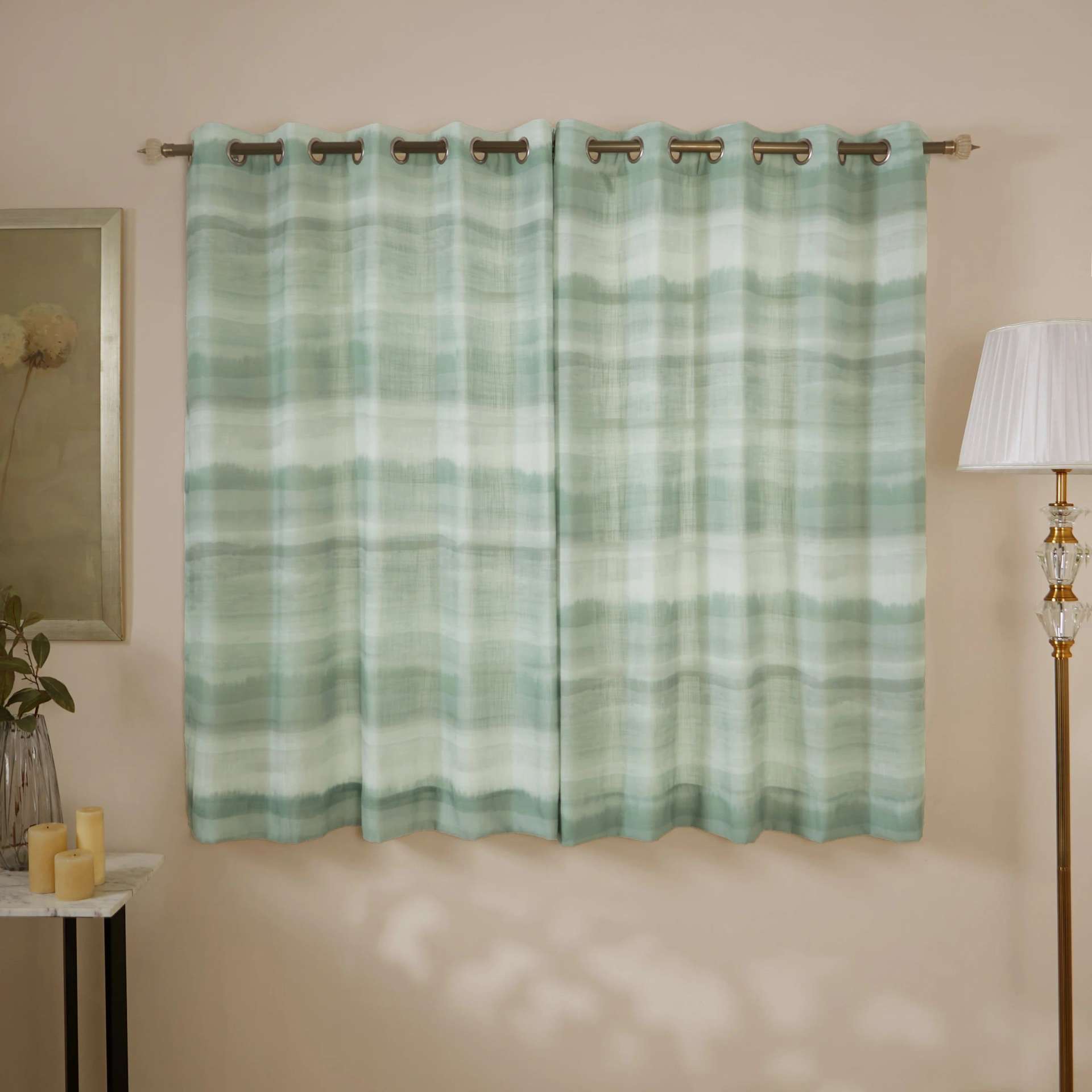 Sheer Polyester blend Jade Set of 2 Window Curtains | Meriga