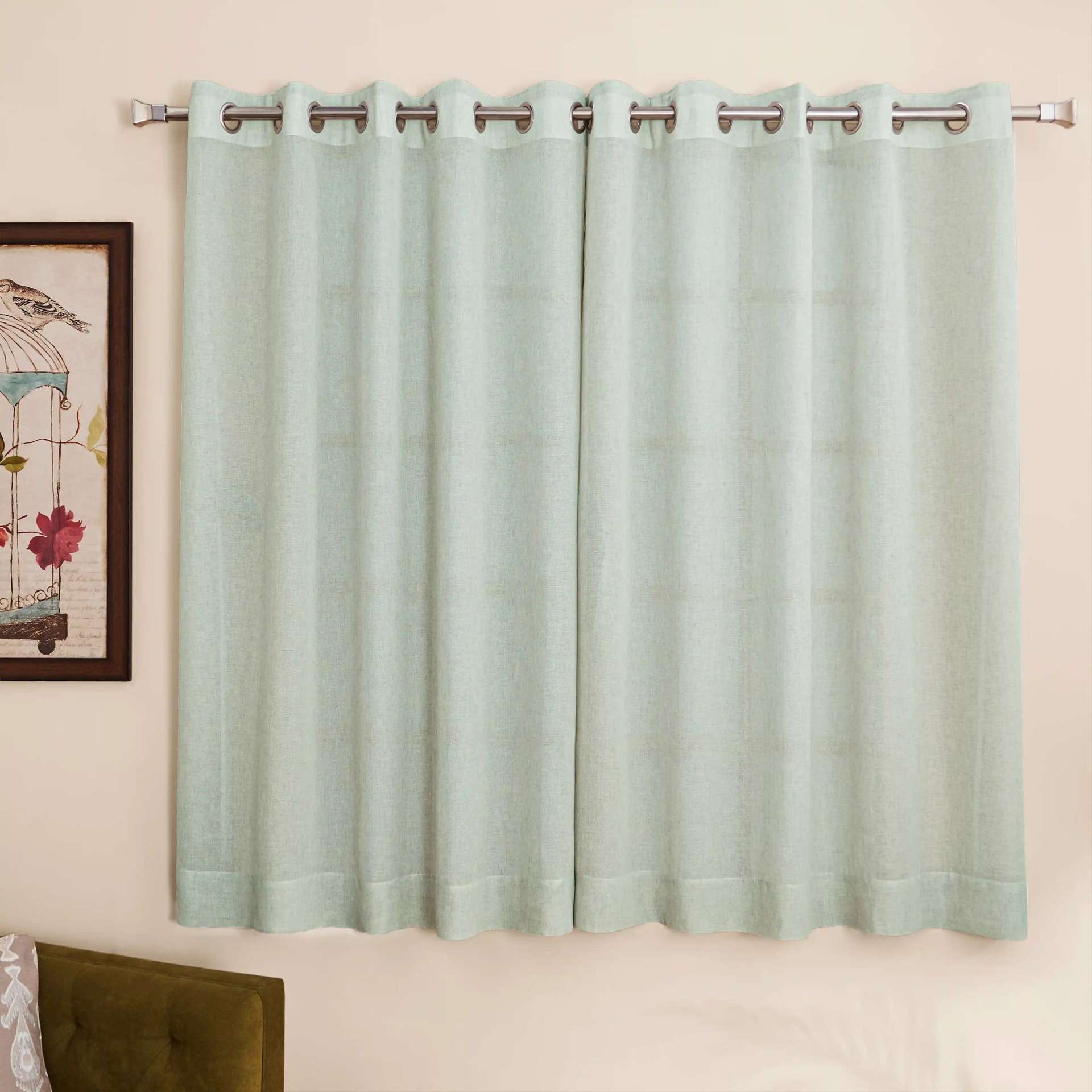 Sheer Cotton Polyester blend Silver Set of 2 Window Curtains | Velina