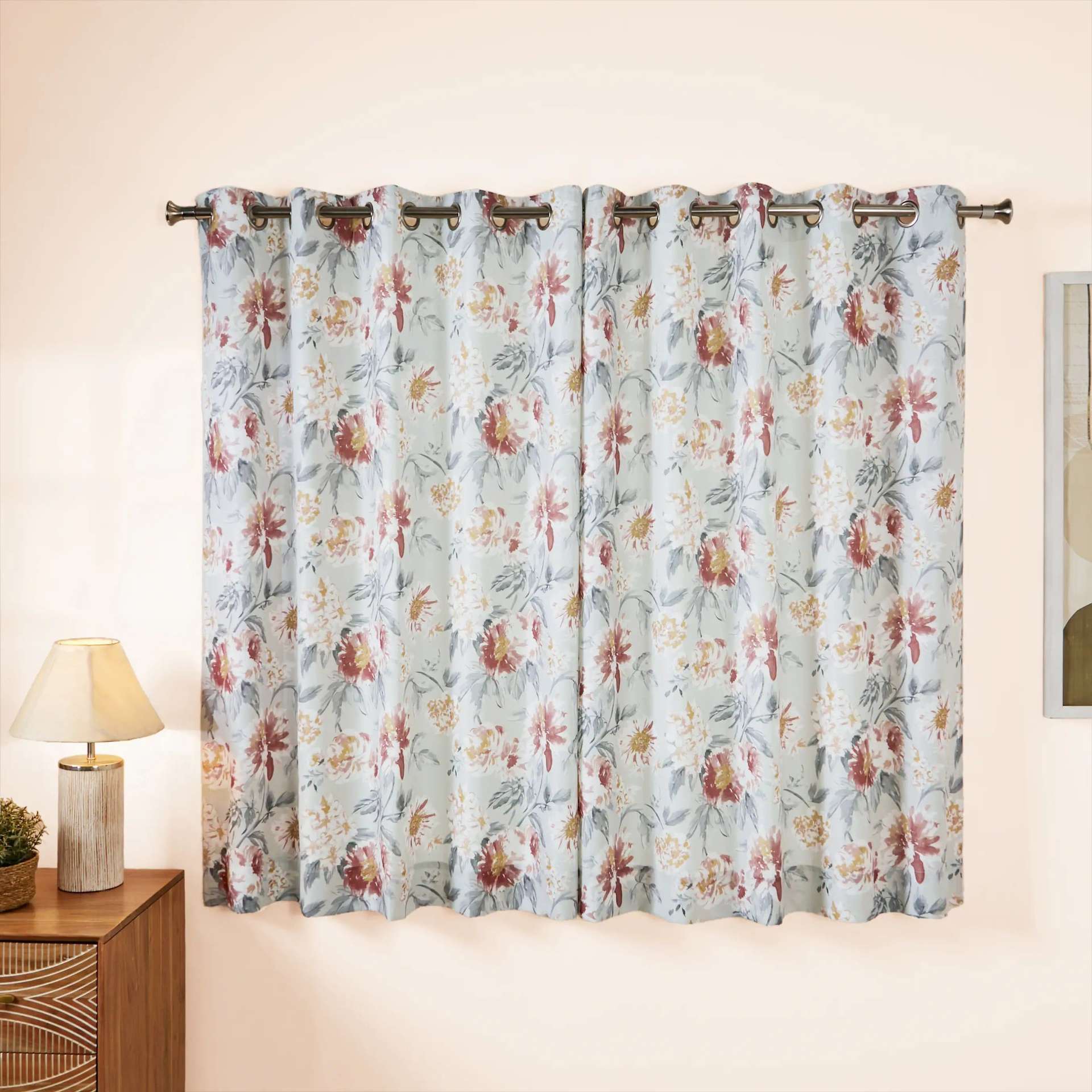 Floral 100% Polyester Steel Set of 2 Window Curtains | Chippa Lane