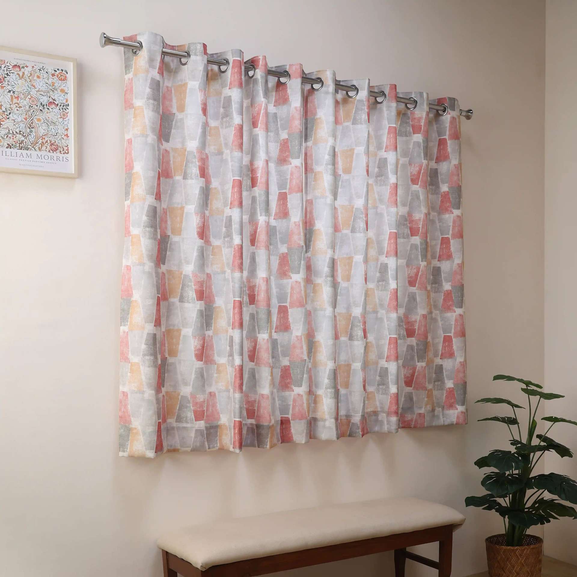 Geometric 100% Polyester Ash Grey Set of 2 Window Curtains | Chippa Lane