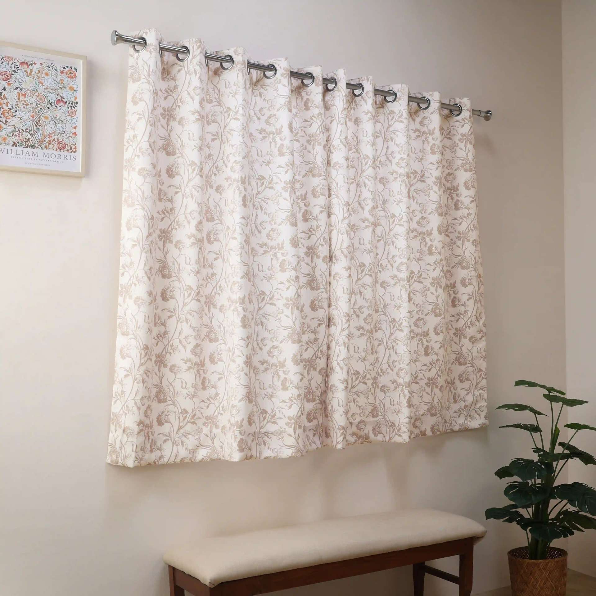 Floral 100% Polyester Walnut Set of 2 Window Curtains | Bloomshire Classic