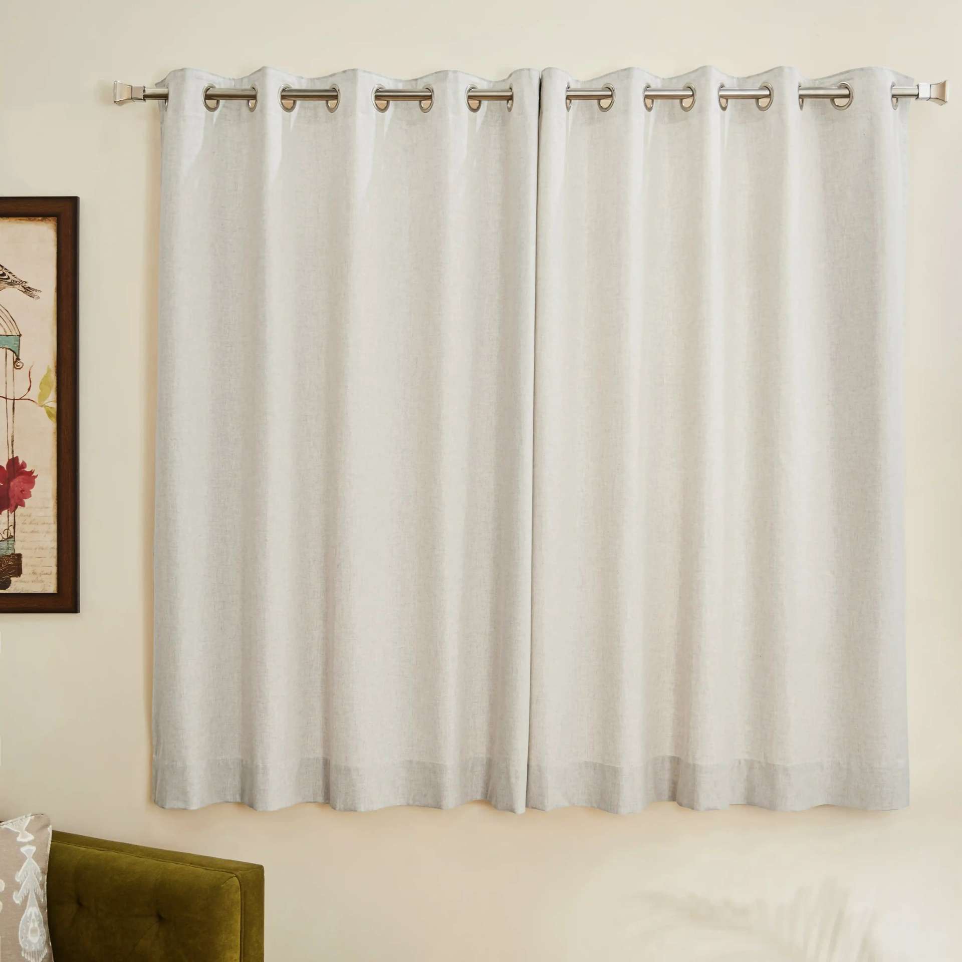 Solid Dyed 100% Cotton Feather Set of 2 Window Curtains | Pelushe
