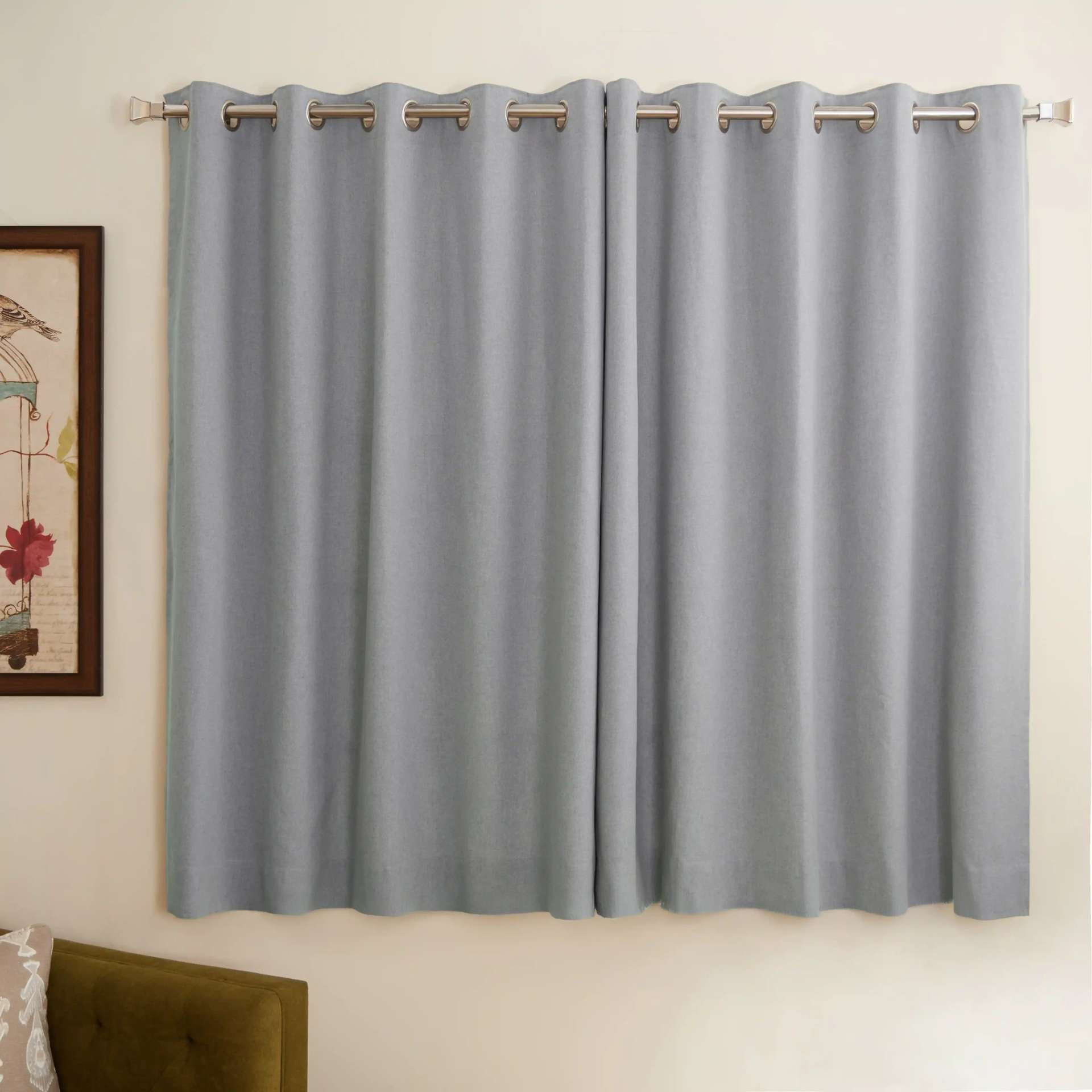 Solid Dyed 100% Cotton Cool Grey Set of 2 Window Curtains | Pelushe