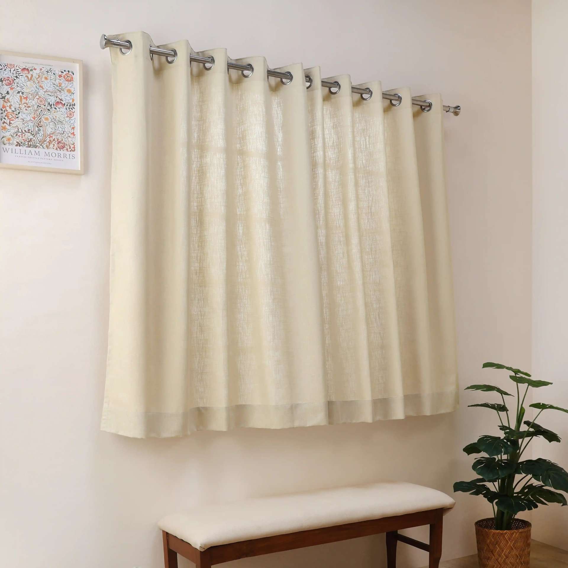Solid Dyed Polyester Cotton blend Biscotti Set of 2 Window Curtains | Paleto