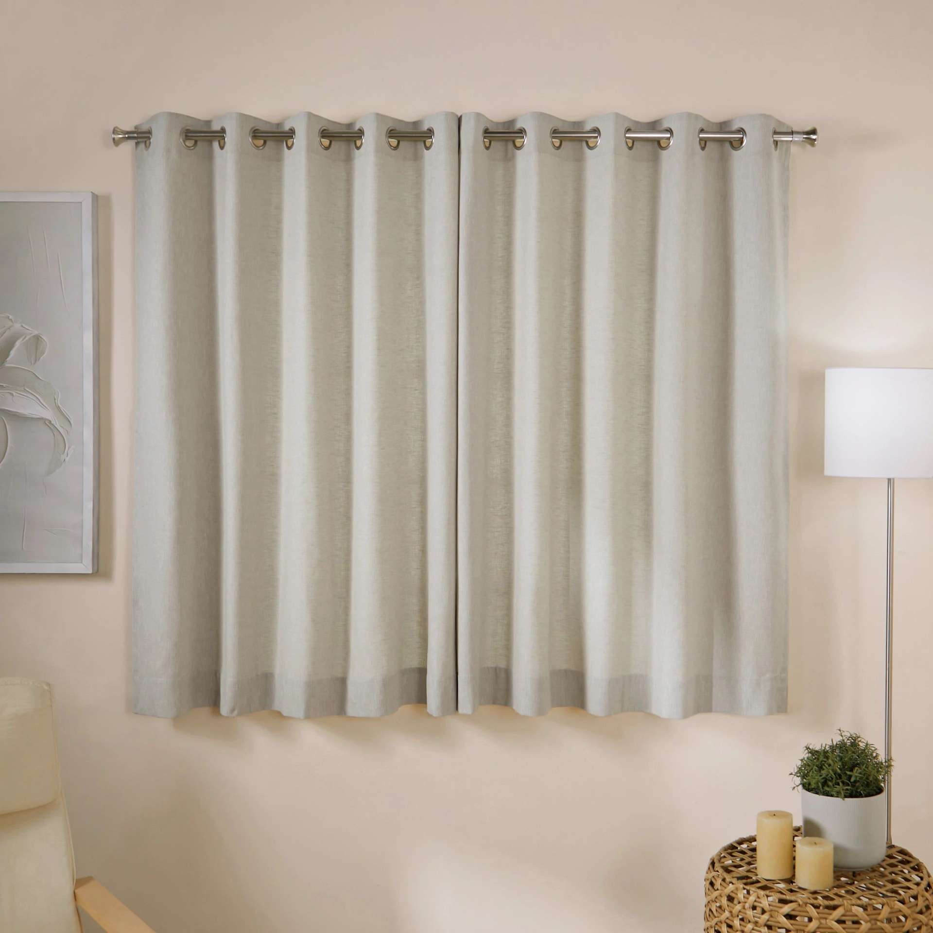Solid Dyed Cotton Polyester Viscose Linen blend Cloud Set of 2 Window Curtains | Paleto