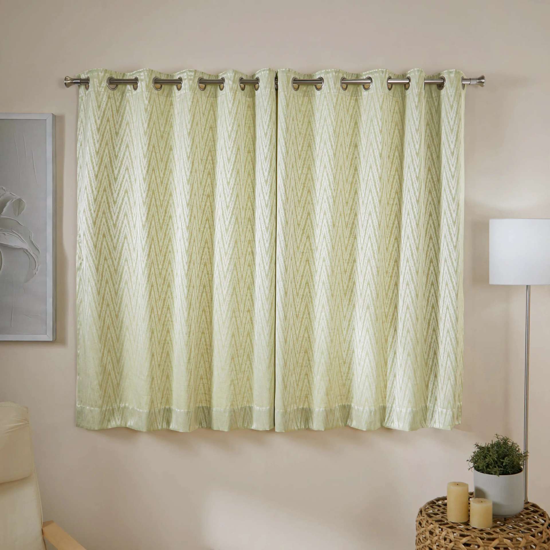 Jacquard Polyester Cotton blend Pollen Set of 2 Window Curtains | De Jacquard Classic
