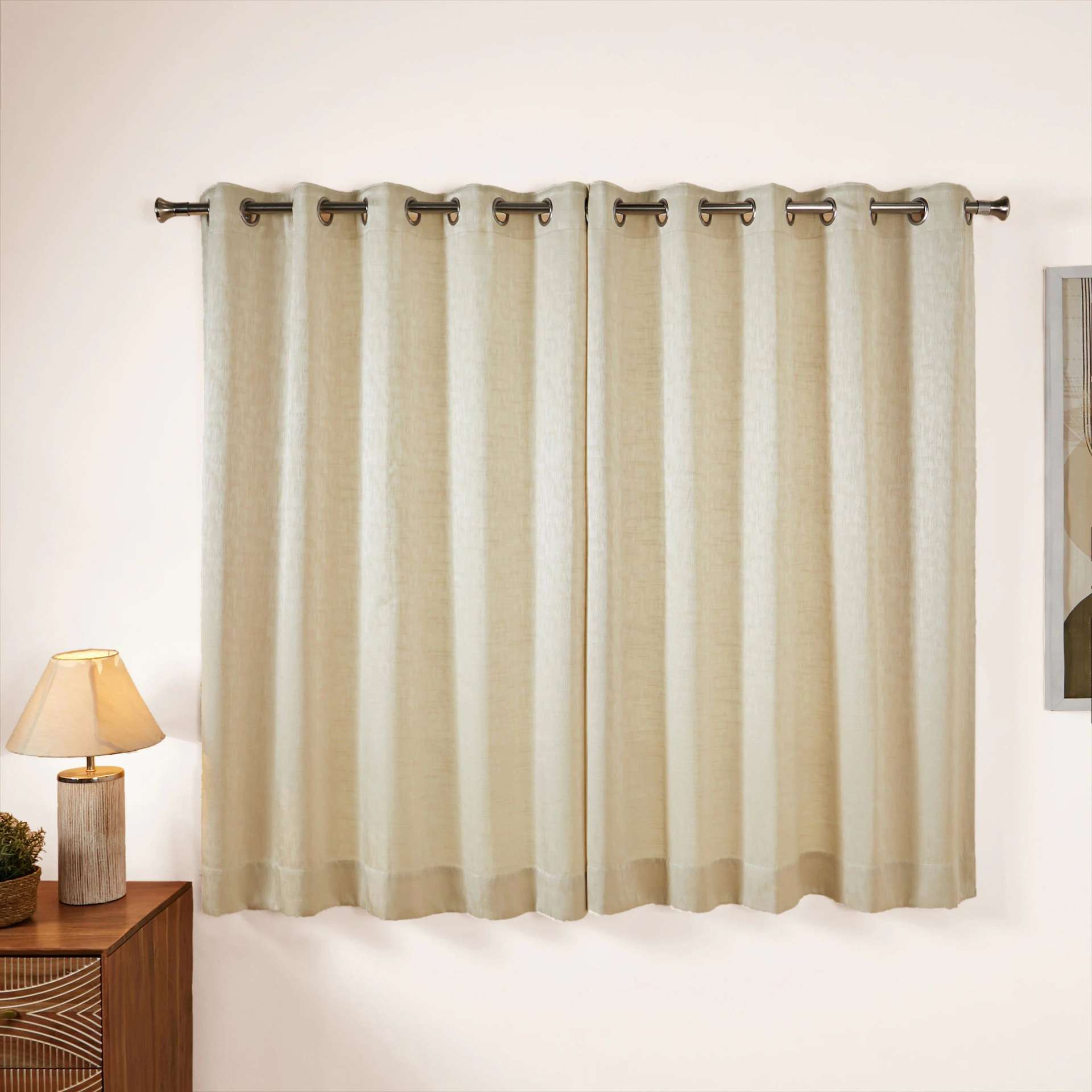 Jacquard Polyester Cotton blend Vanilla Sky Set of 2 Window Curtains | De Jacquard Classic