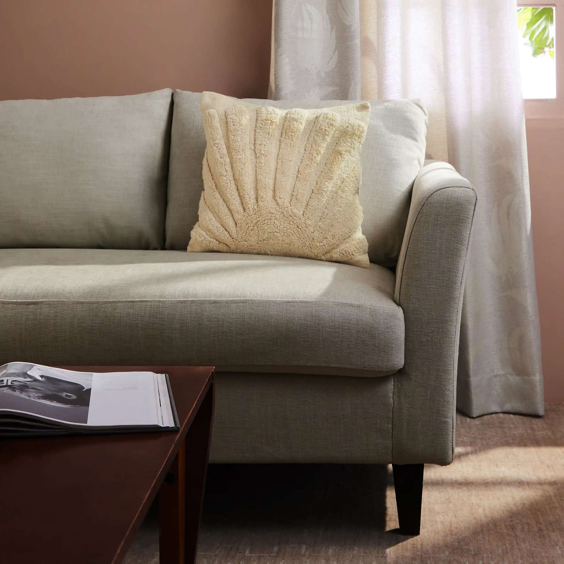 Indian Heritage Linen Blend Apricot Glow Cushion Cover | Espricia