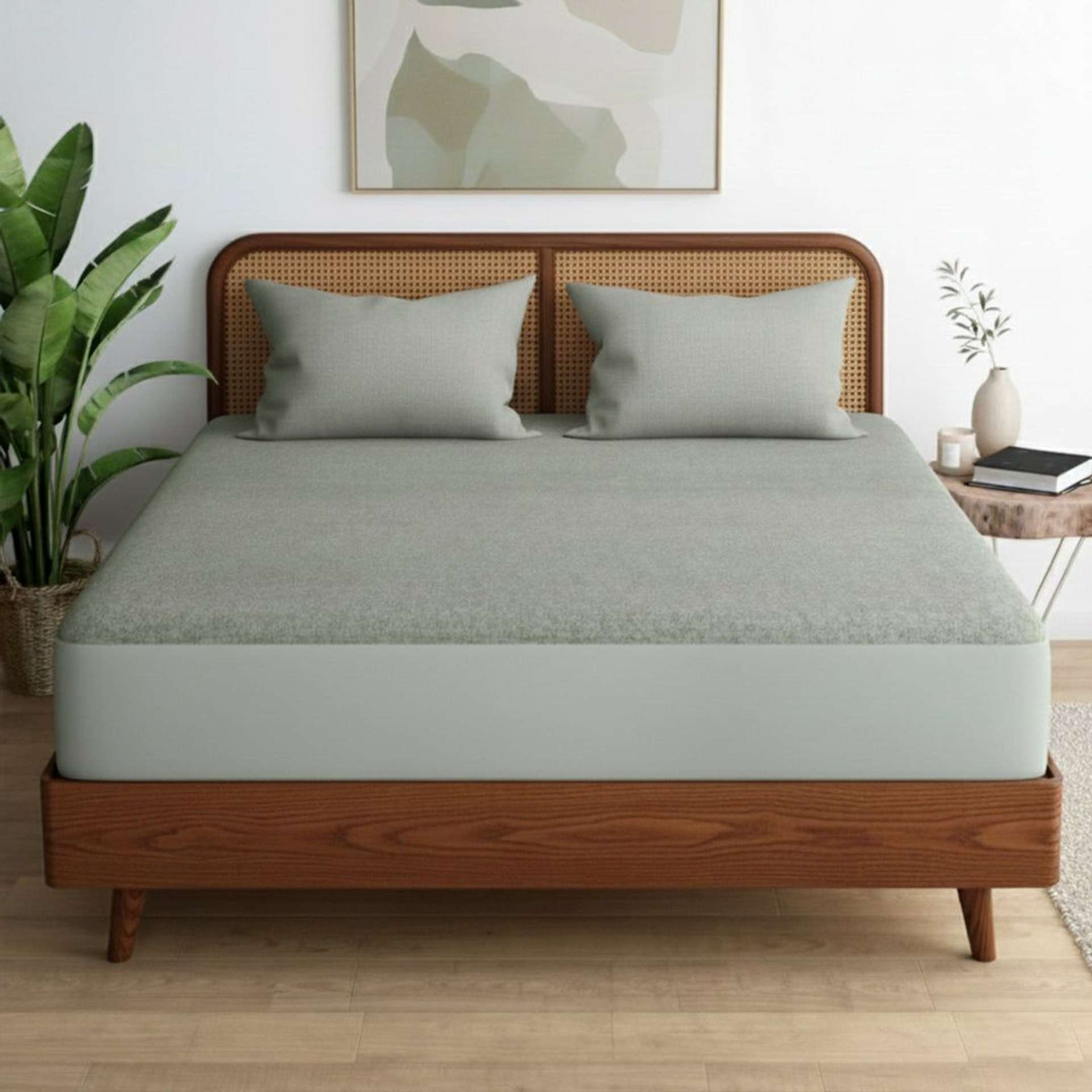 Solid Dyed TC Cotton Terry Grey Mattress Protector | Pure Canopy