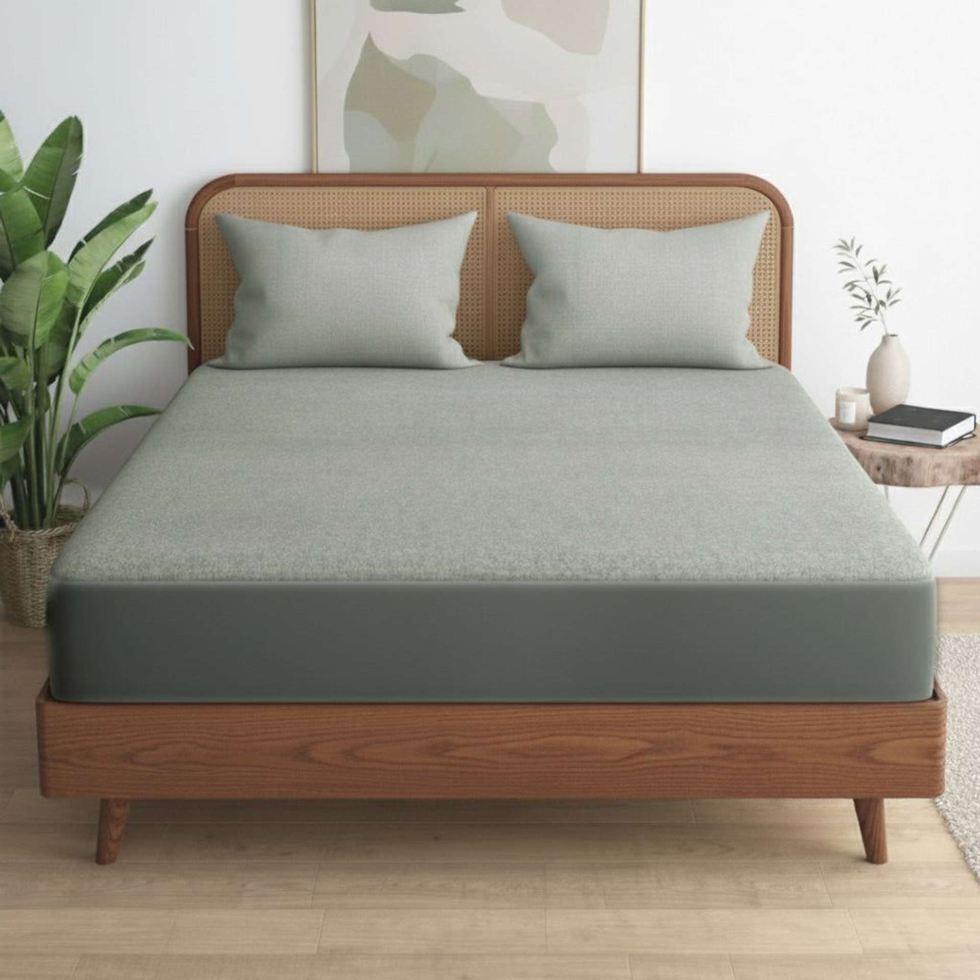 Solid Dyed TC Premium Soft Polyester Grey Mattress Protector | Cosy Canopy