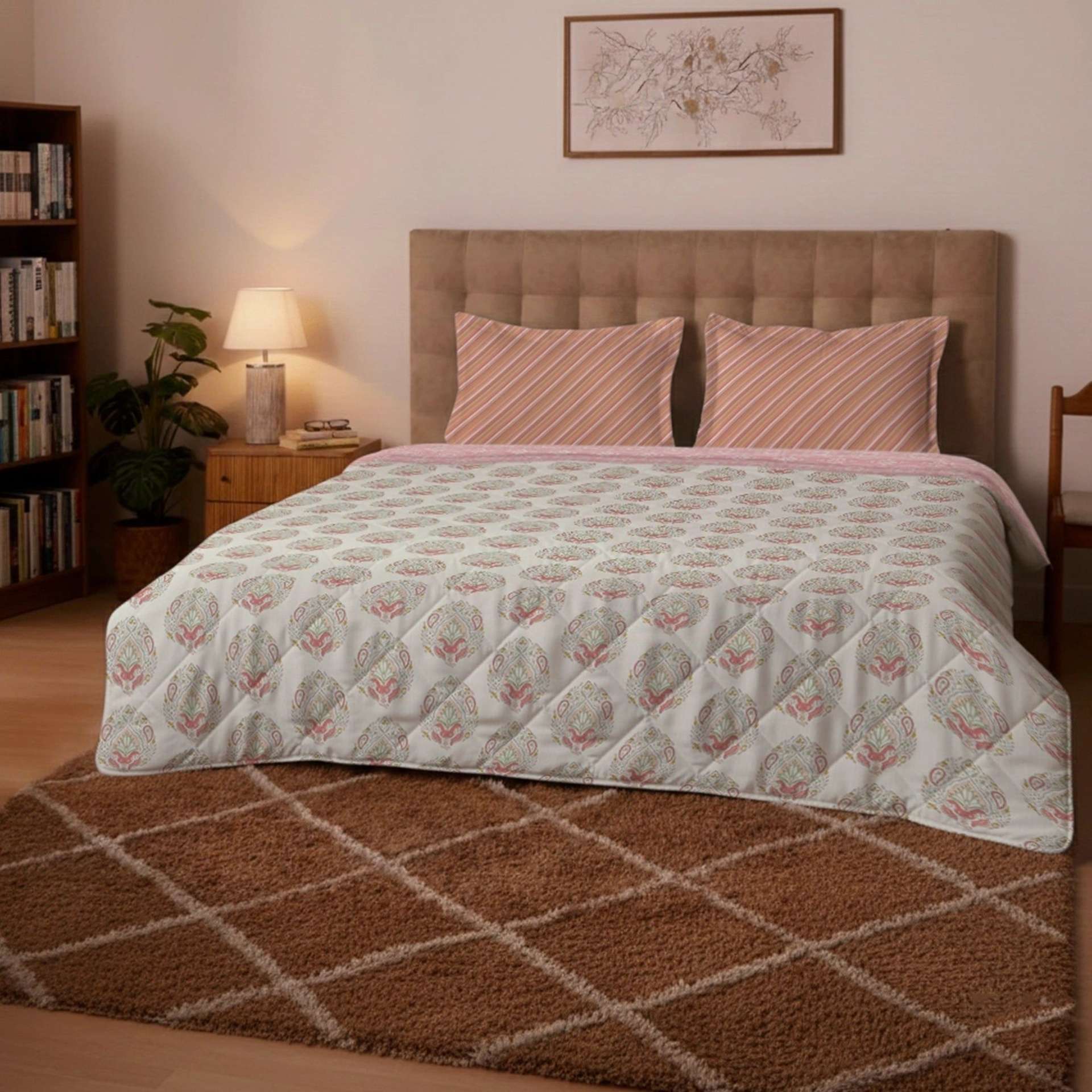 Indian Heritage 300 GSM 100% Cotton Soft Coral King Comforter | Udyan Tales