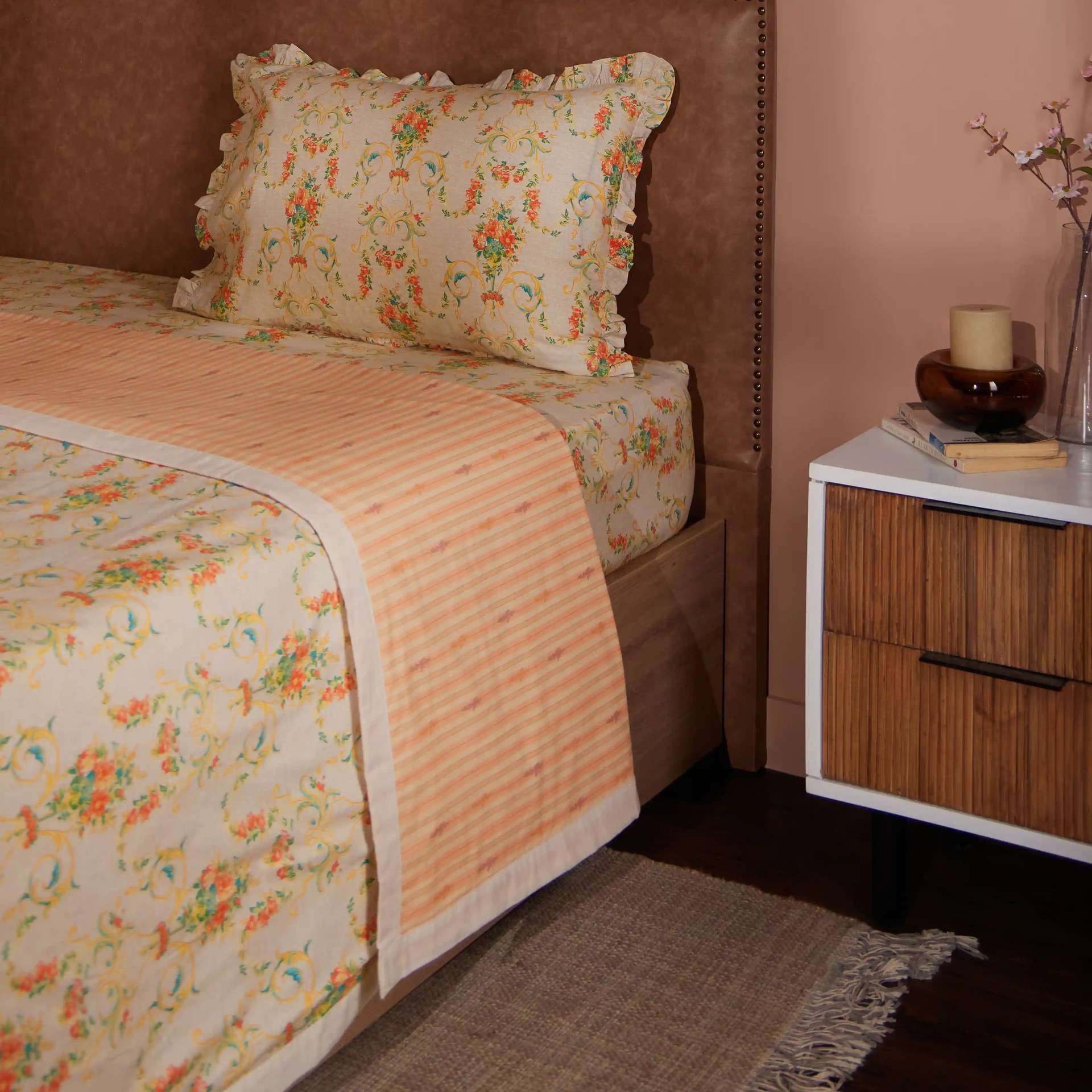 Floral 200 GSM 100% Cotton Multicolour Single Dohar | Bloomshire Luxe