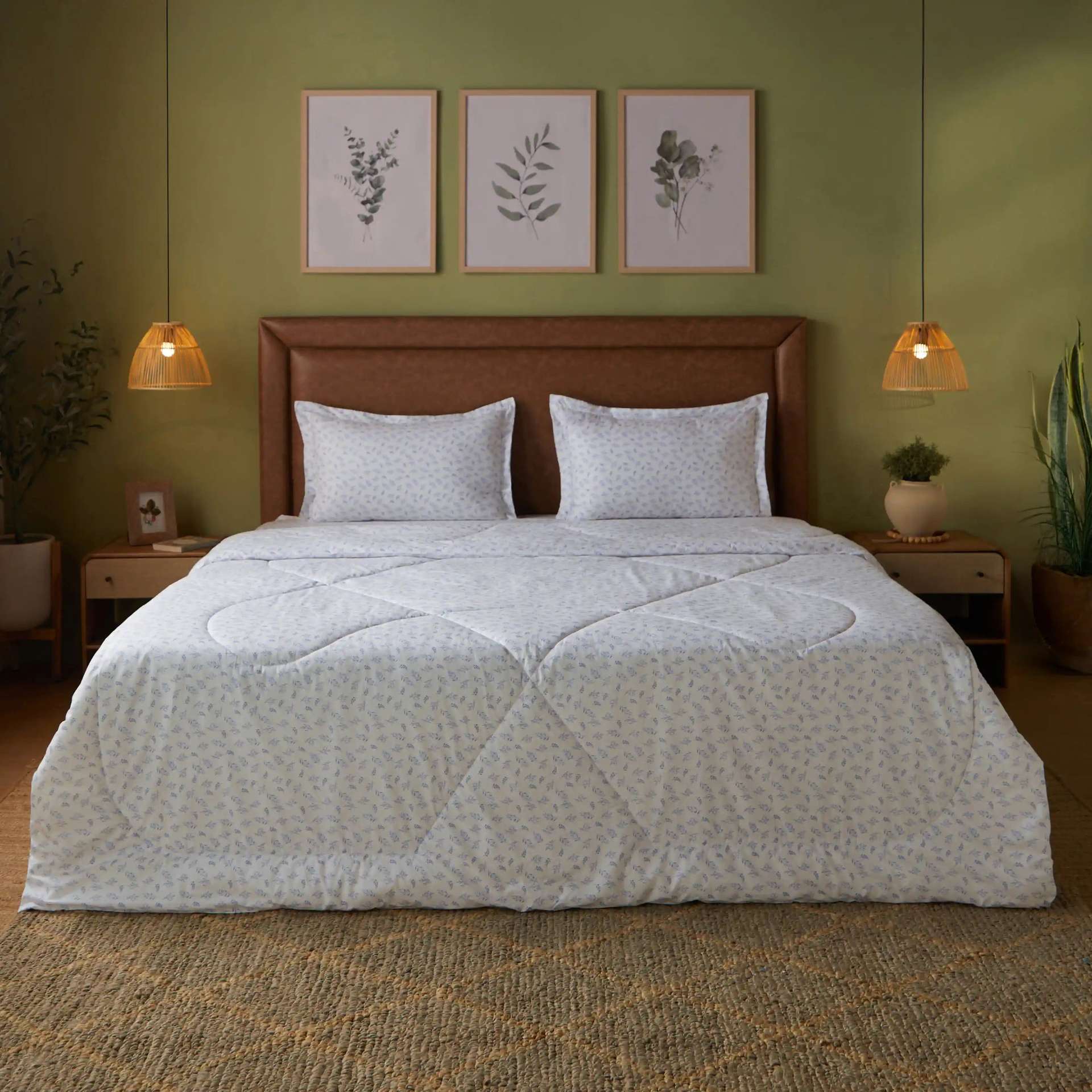 Floral 240 GSM 100% Cotton Purple Double Comforter | Bloomshire Classic