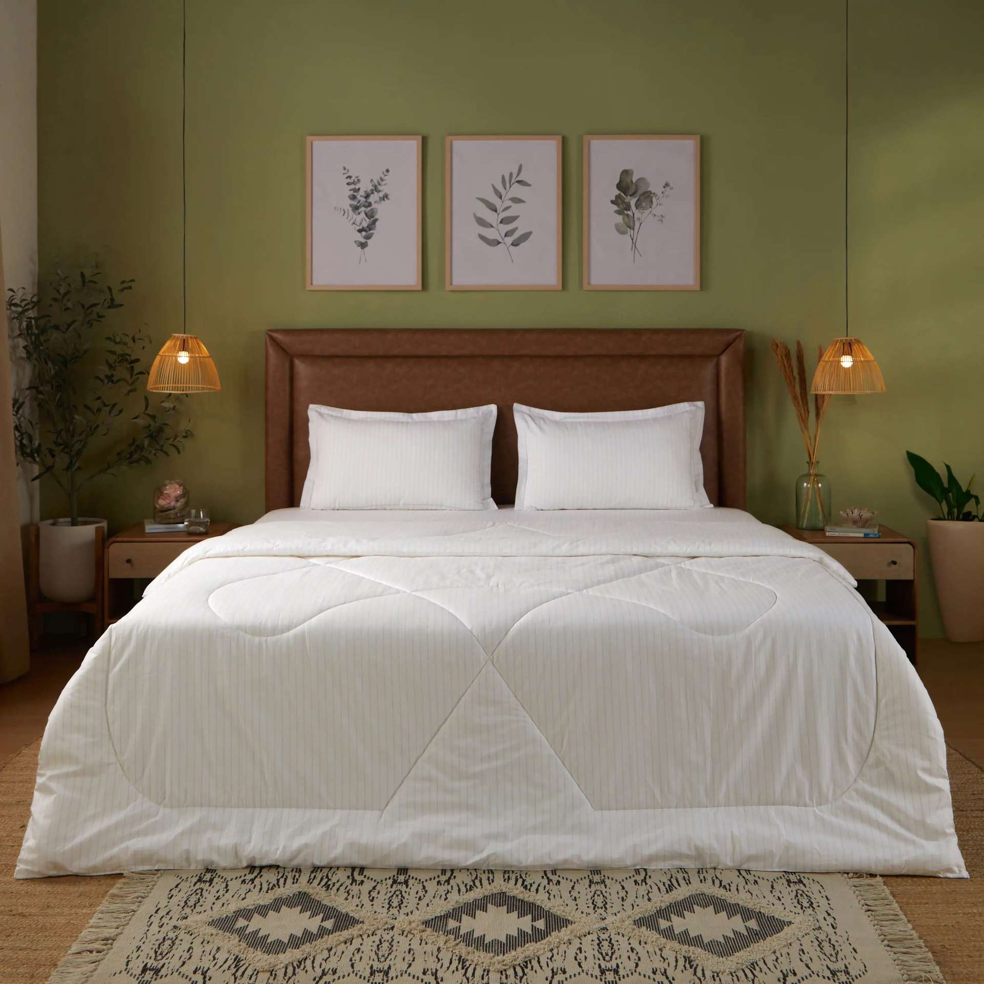 Geometric 120 GSM 100% Cotton Beige Double Comforter | Bloomshire Classic