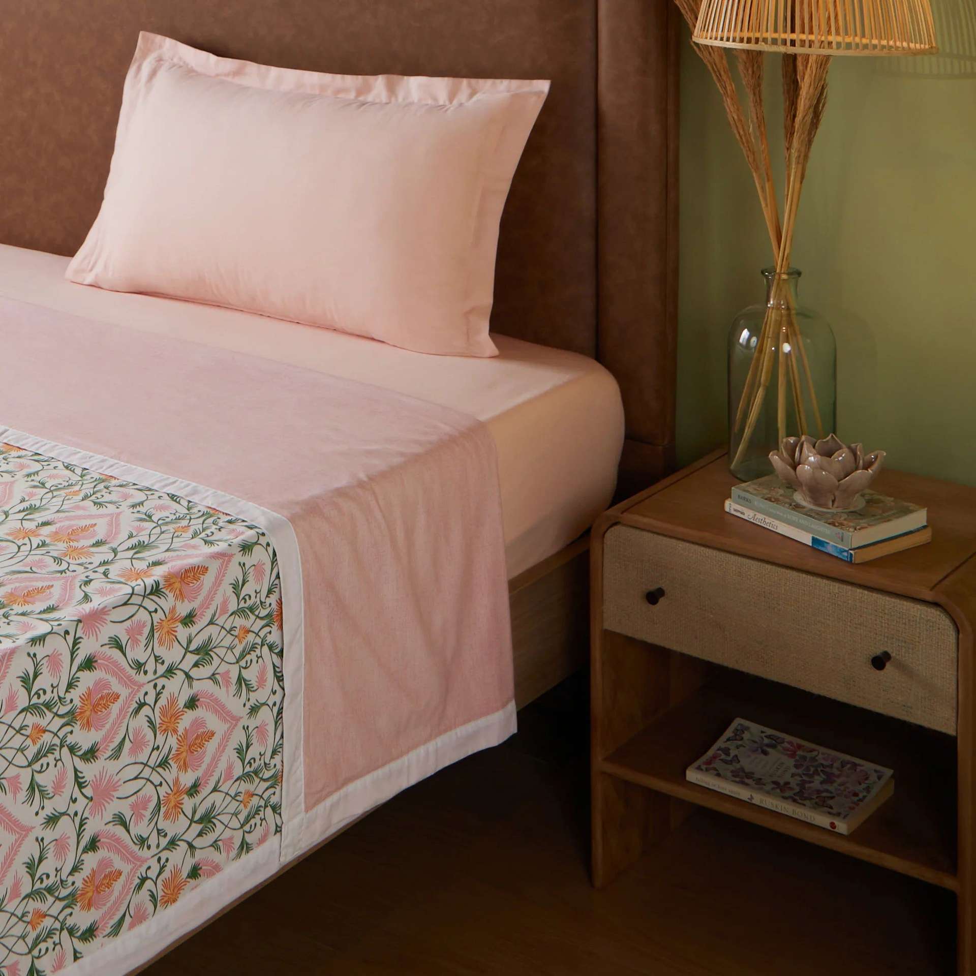 Ethnic 144 TC 100% Cotton Salmon Single Dohar | Bloomshire Classic