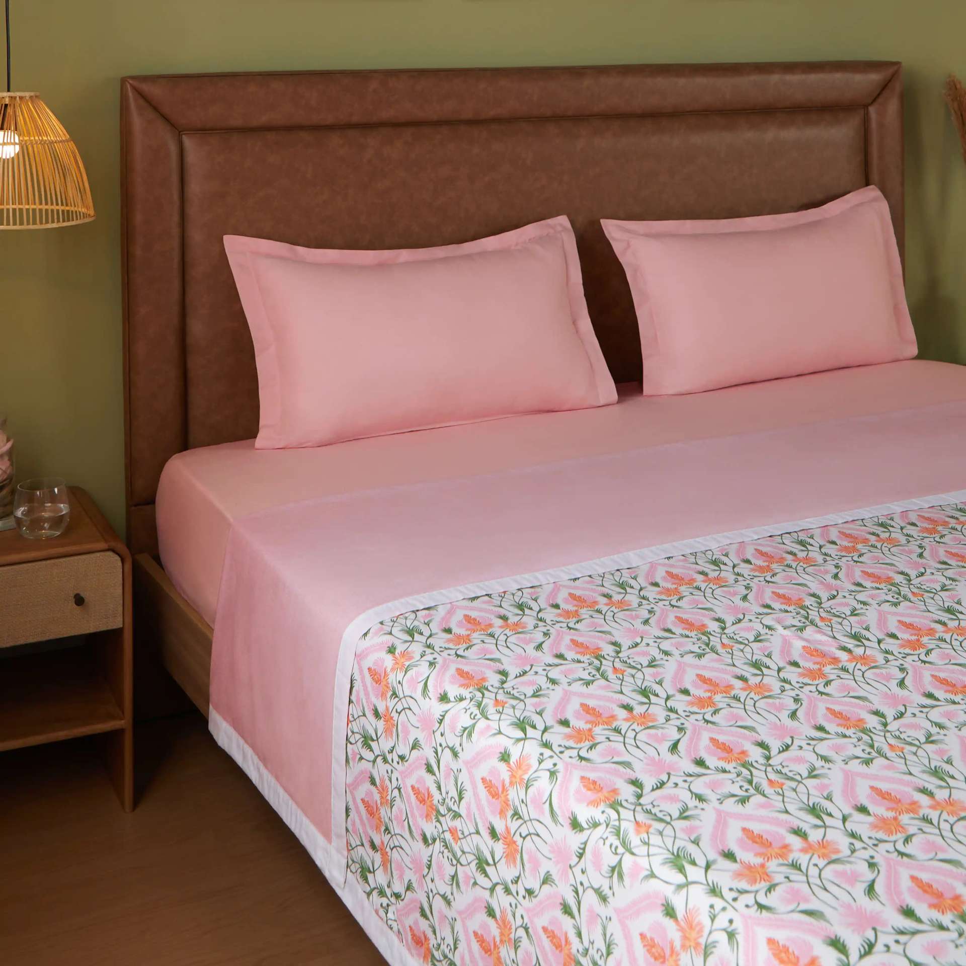 Ethnic 144 TC 100% Cotton Salmon Double Dohar | Bloomshire Classic