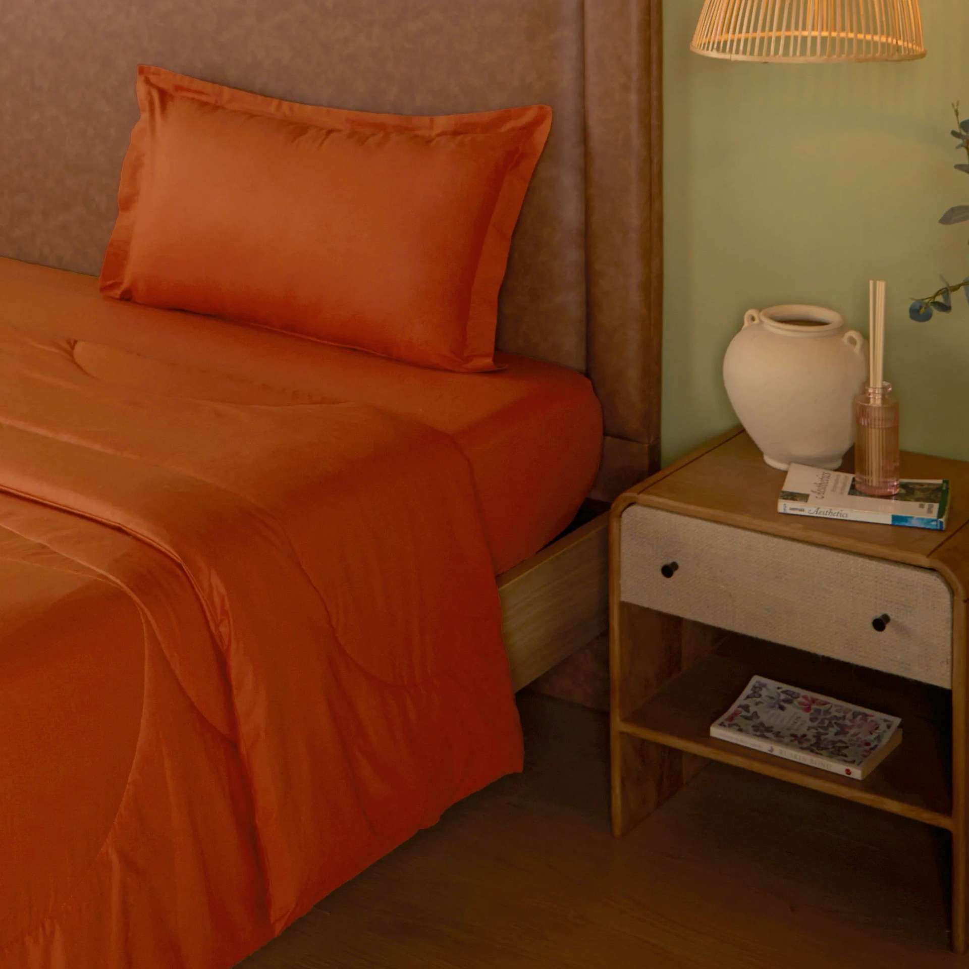 Solid Dyed 120 GSM Cotton Rust Single Comforter | Paleto