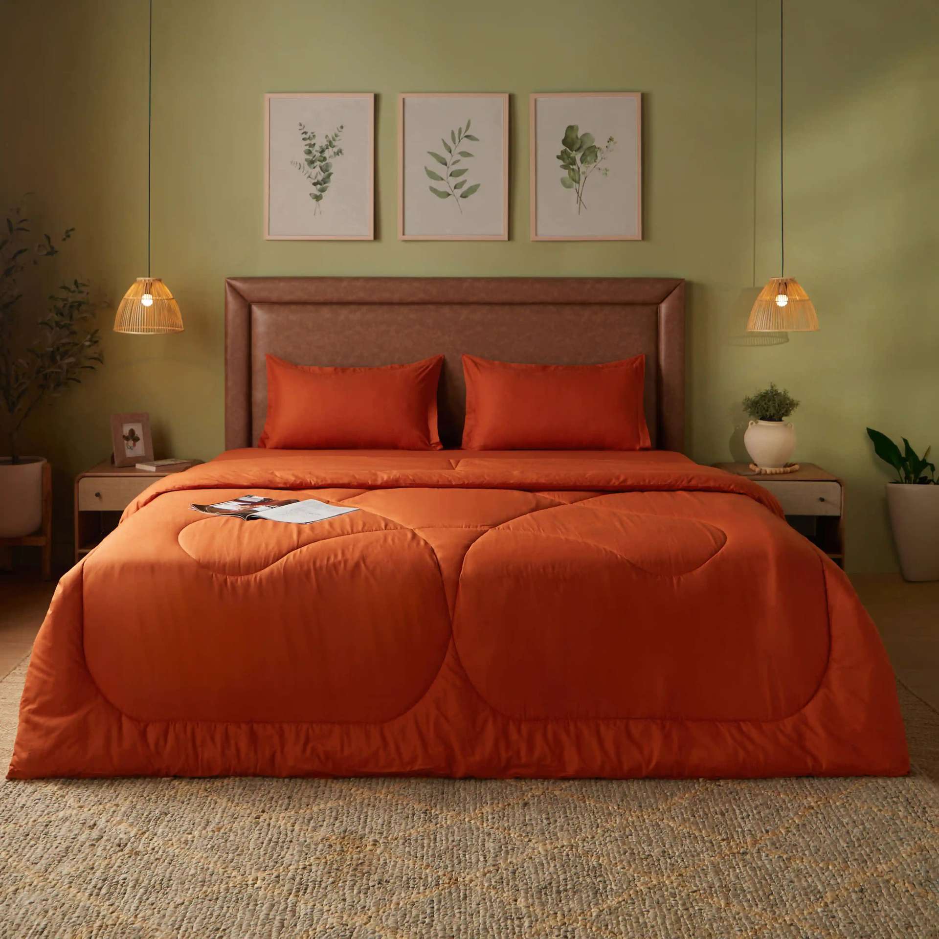 Solid Dyed 120 GSM Cotton Rust Double Comforter | Paleto