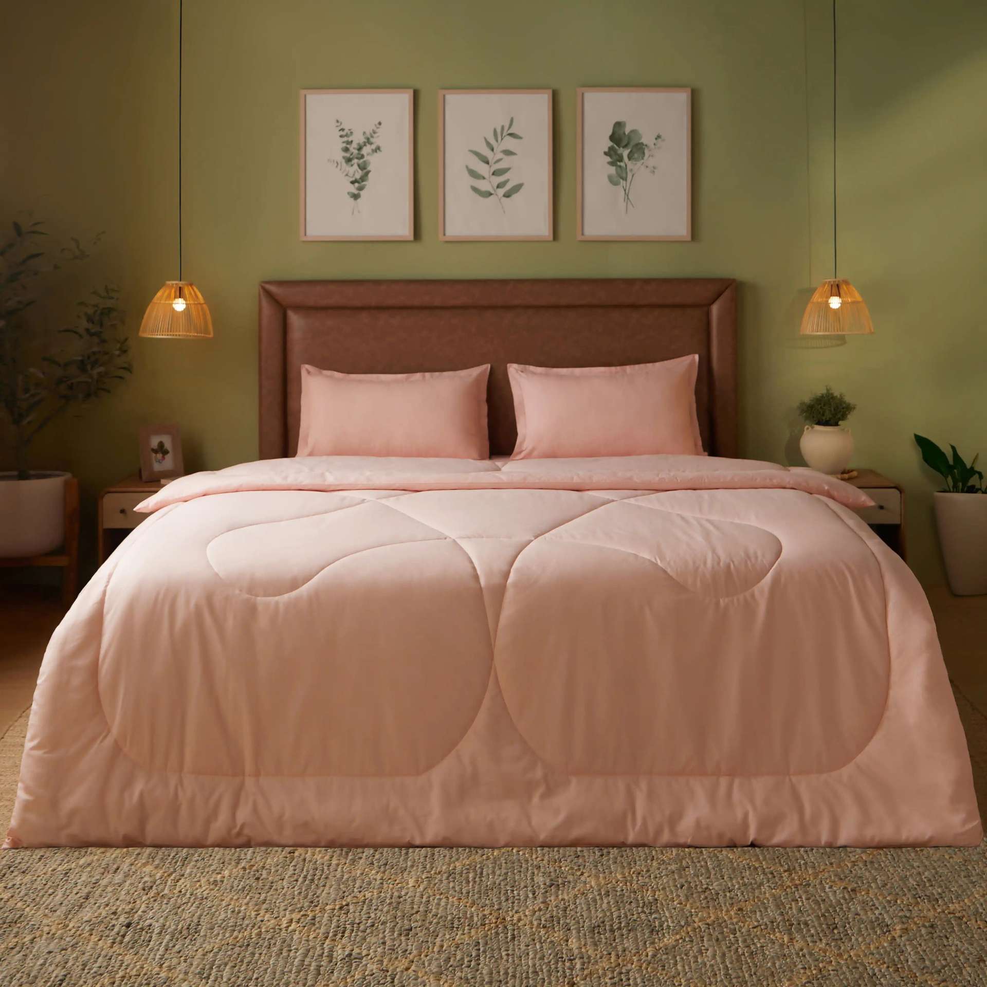 Solid Dyed 120 GSM Cotton Veiled Rose Double Comforter | Paleto