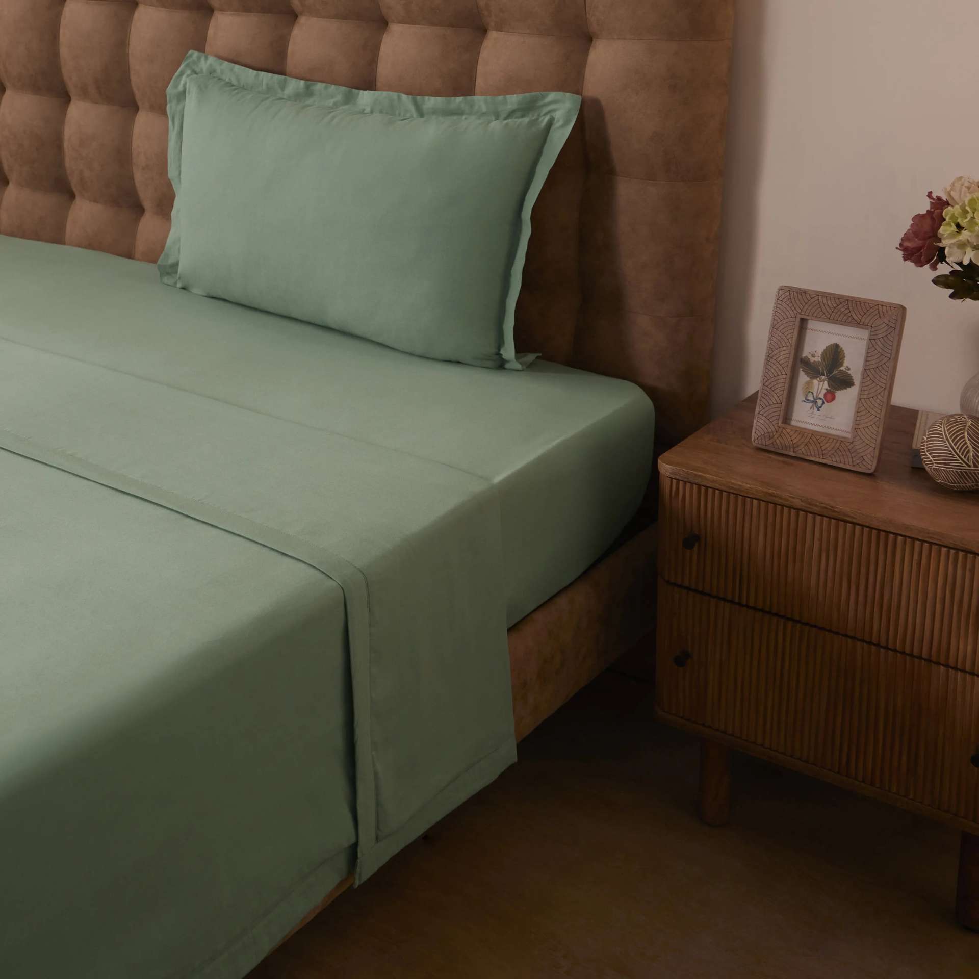 Solid Dyed 144 GSM 100% Cotton Green Sage Single Dohar | Paleto