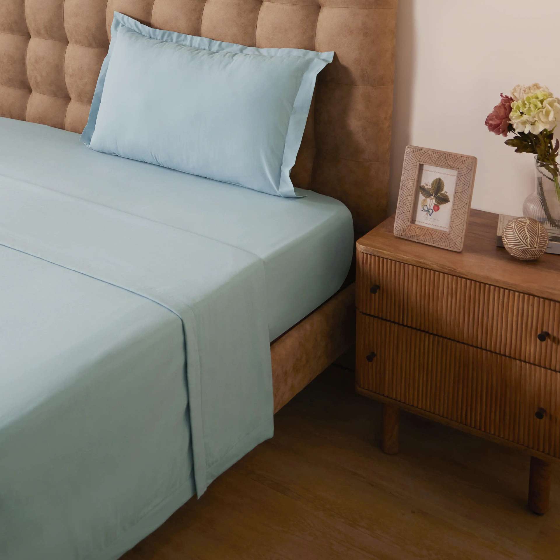 Solid Dyed 144 GSM 100% Cotton Blue Sky Single Dohar | Paleto