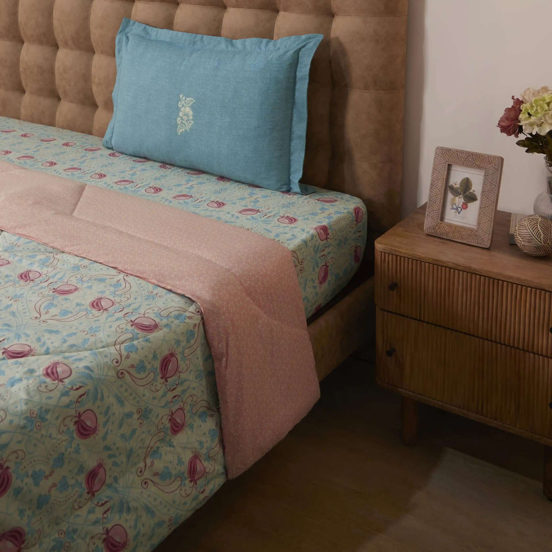 Indian Heritage GSM 100% Cotton Light Blue Single Comforter | Chippa Lane
