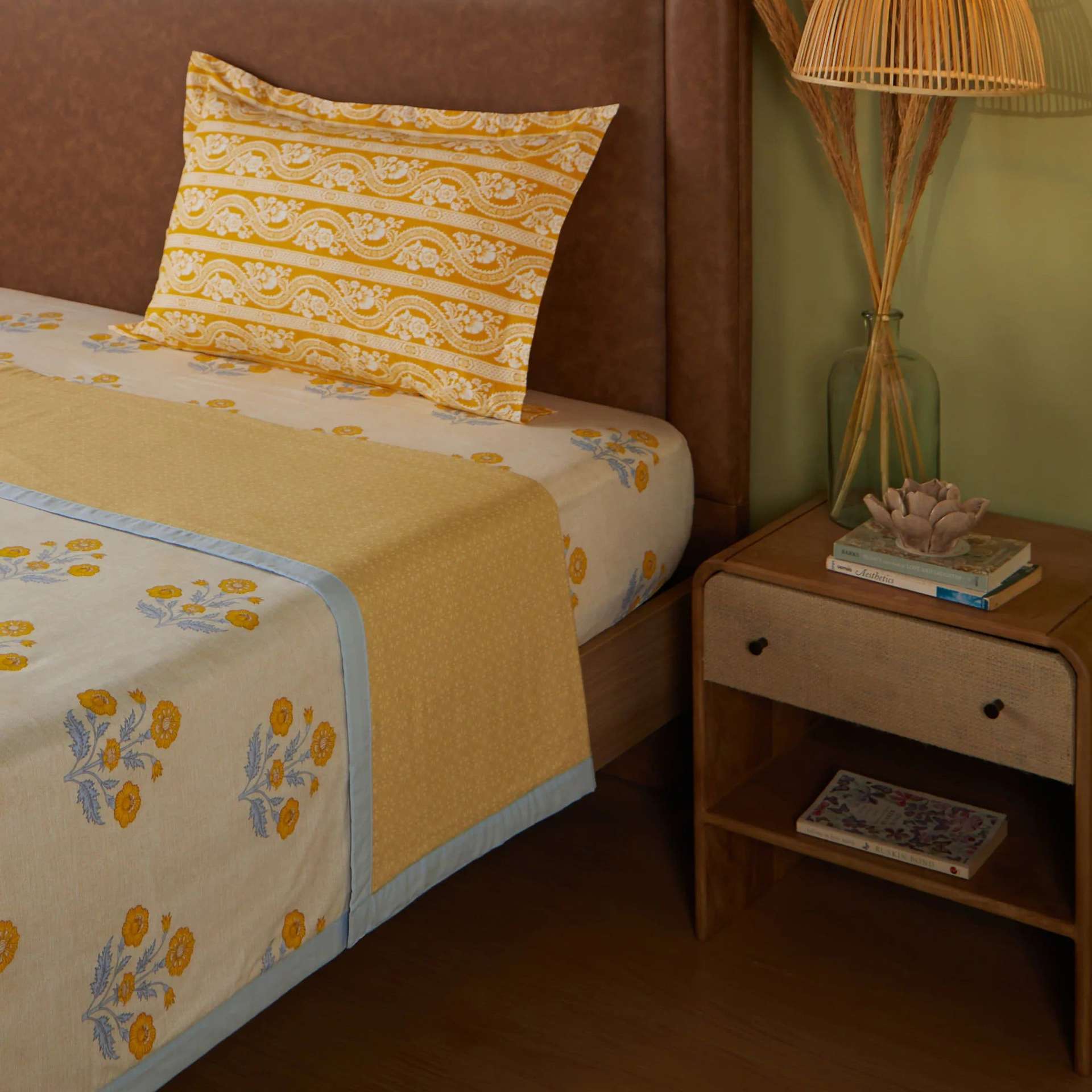 Indian Heritage 144 TC 100% Cotton Ochre Single Dohar | Chippa Lane