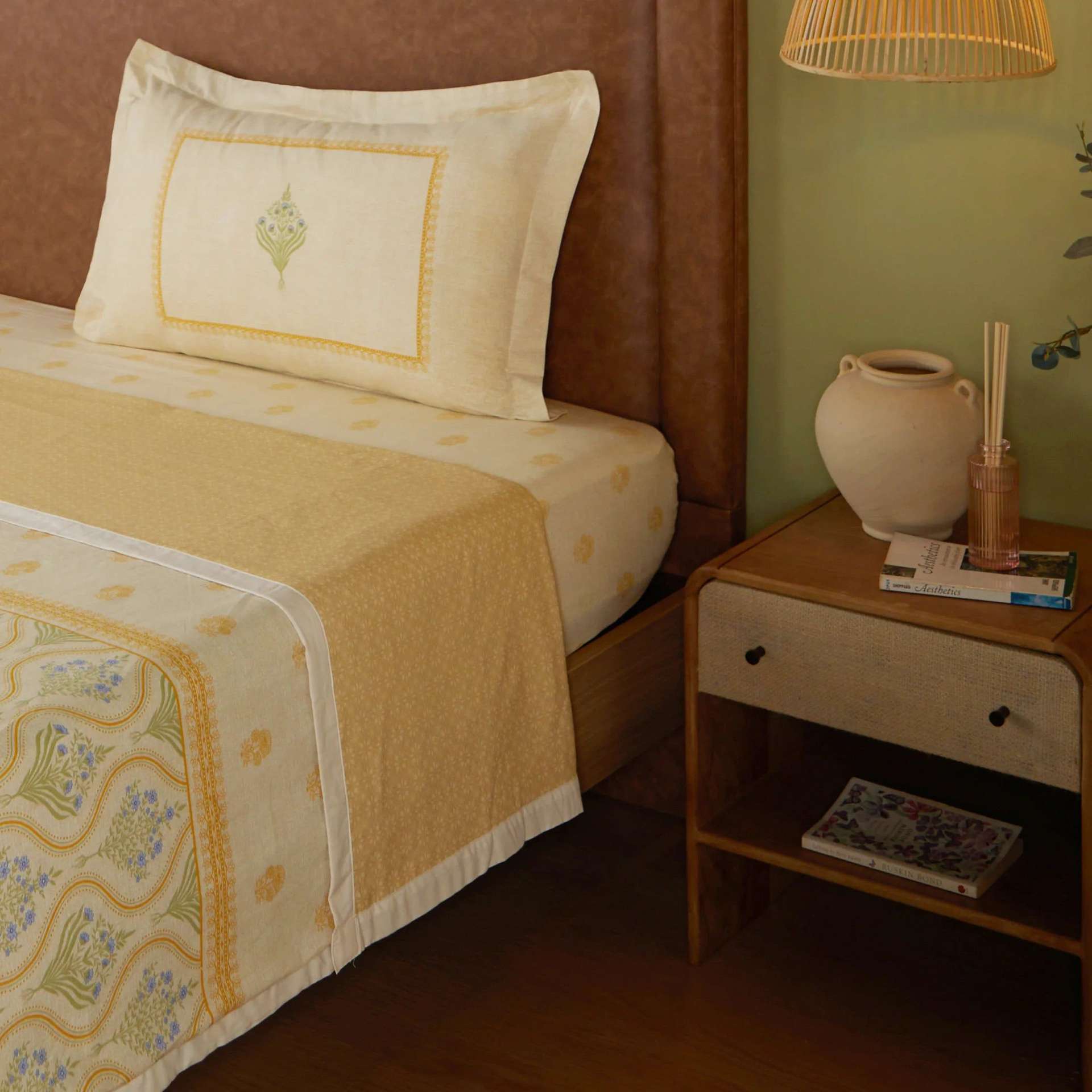 Indian Heritage 144 TC 100% Cotton Mustard Single Dohar | Chippa Lane