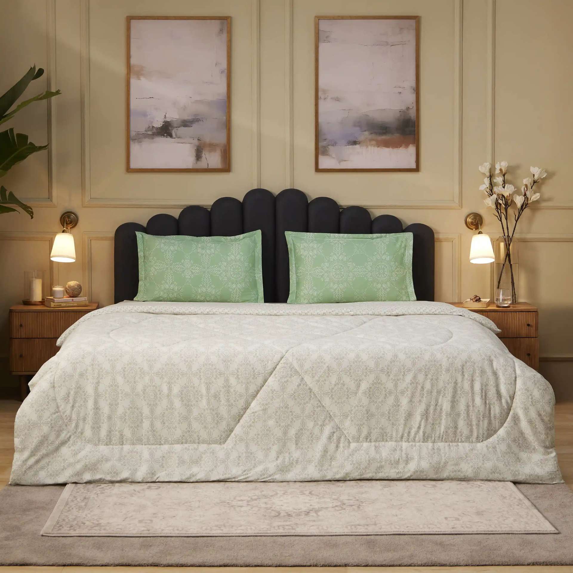 Ethnic 120 GSM 100% Cotton Sage Double Comforter | Fergana
