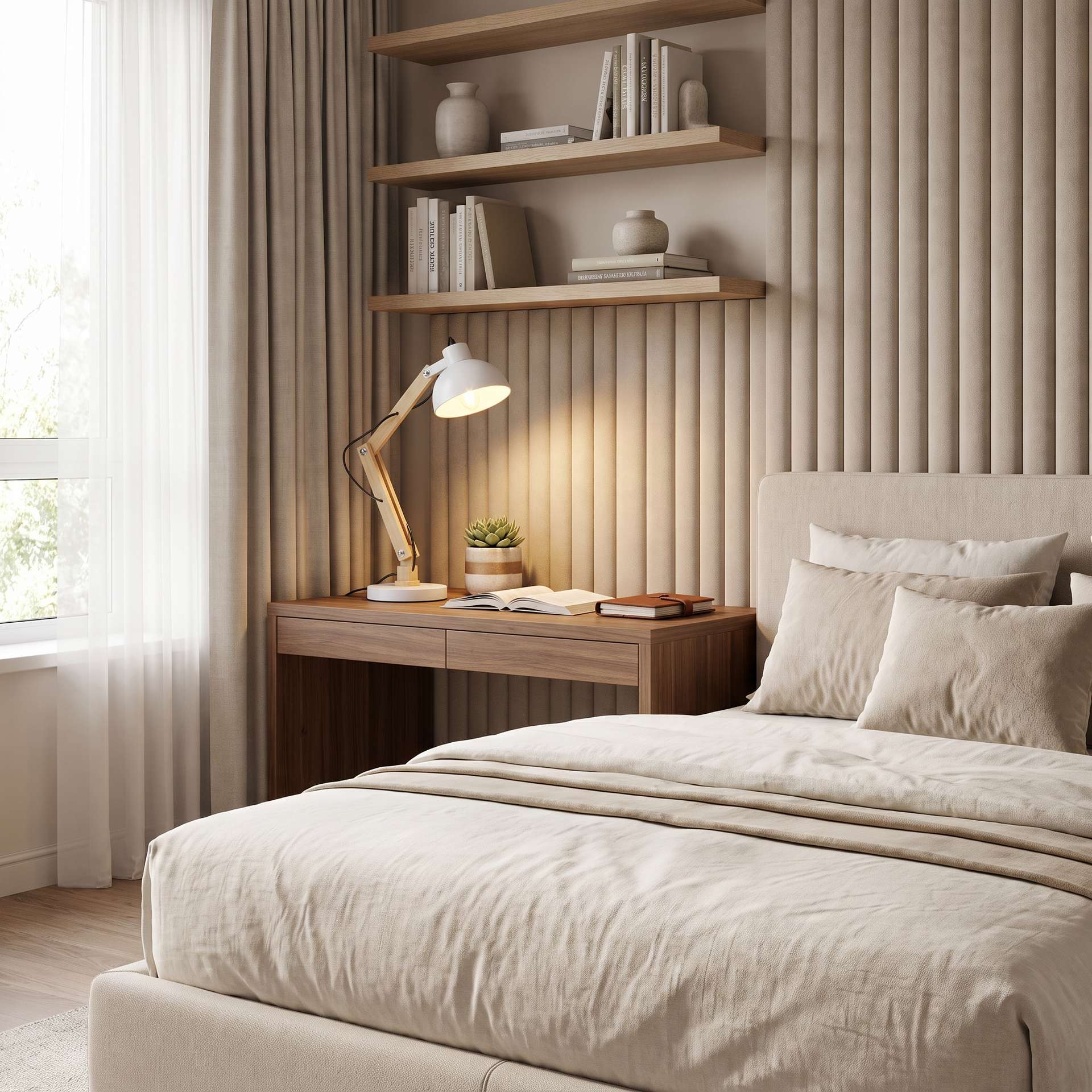 Livspace Belfast White With Metal Base Study Lamp | White