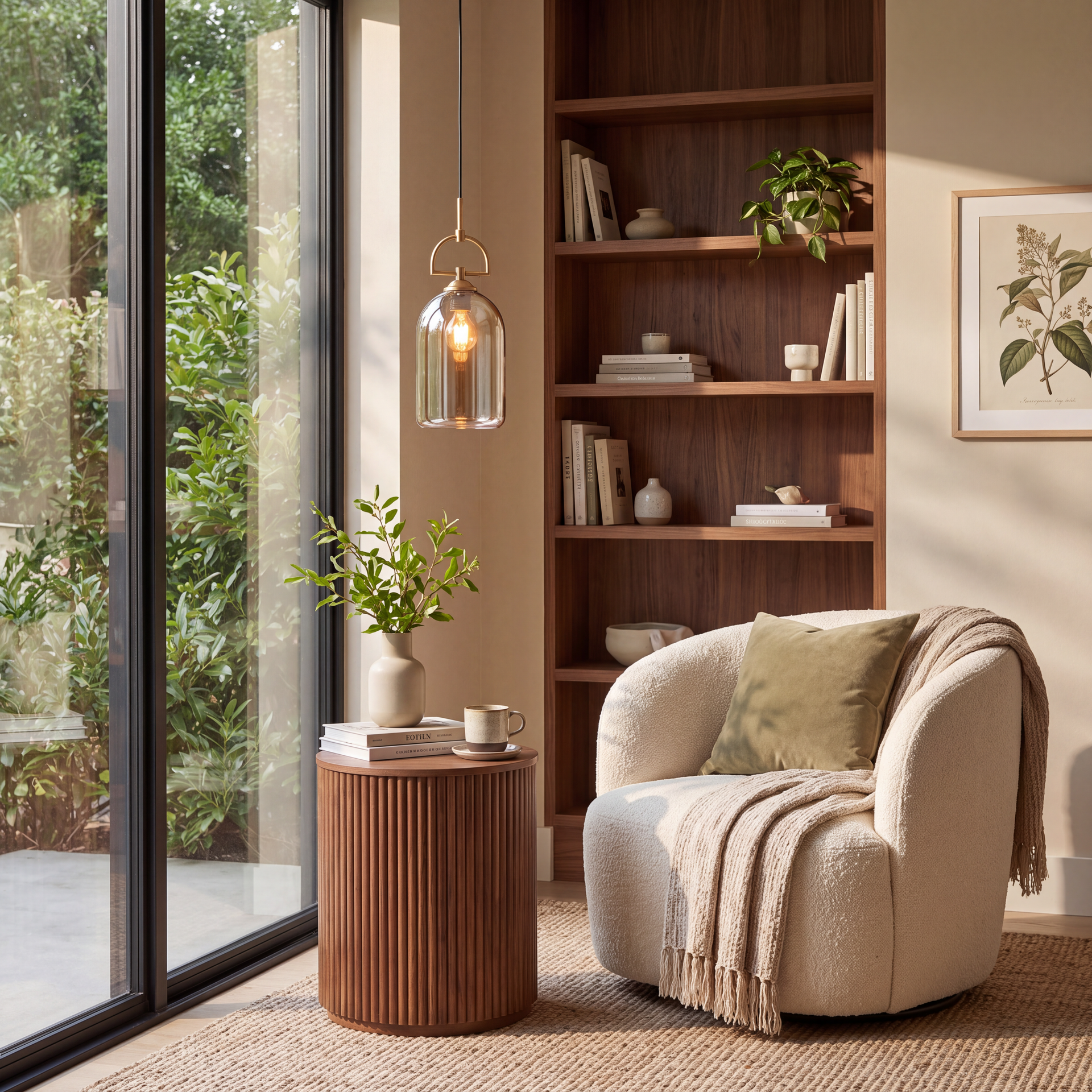 Livspace Chime Pendant | Amber + Brass