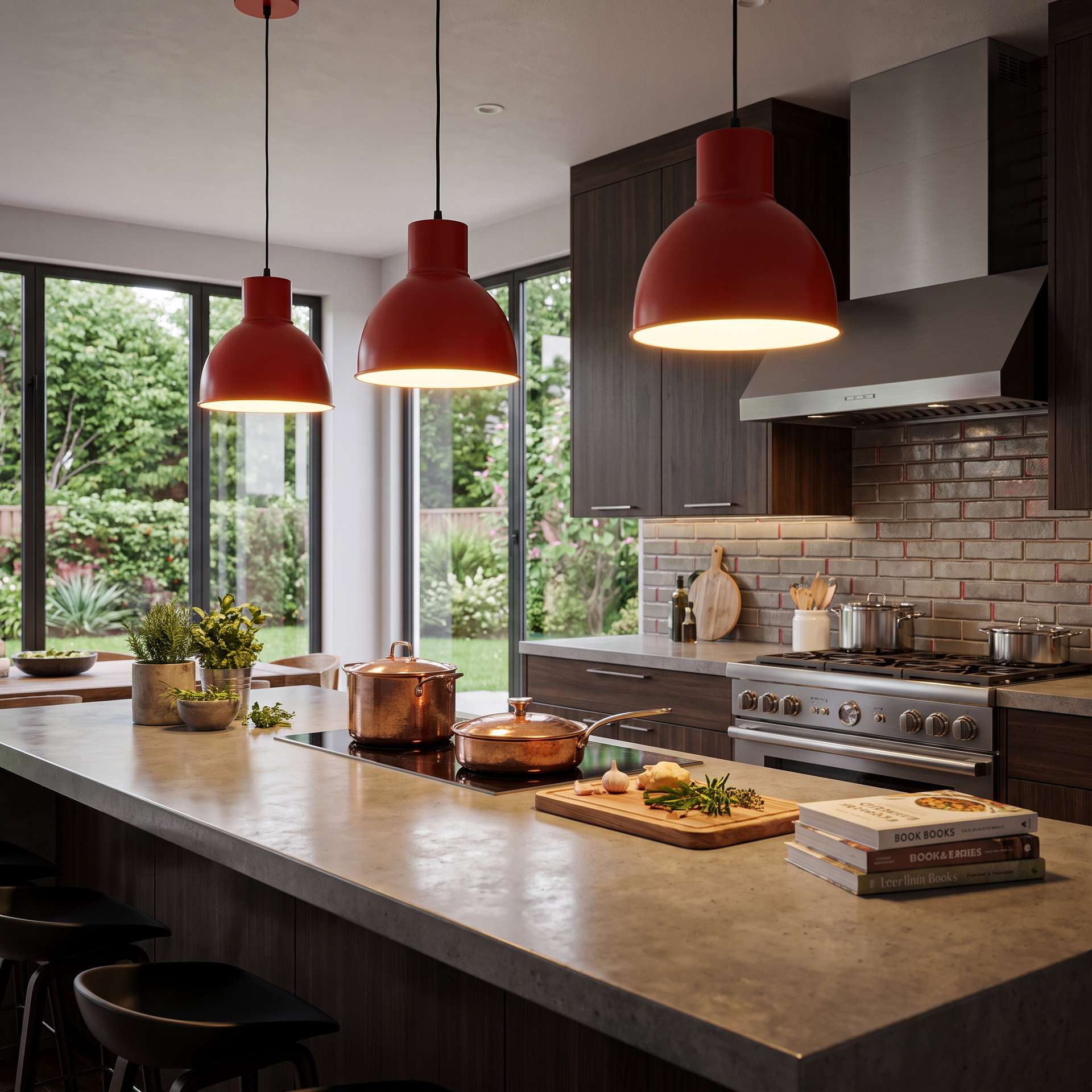 Livspace Otro Opi Red Metal Pendant Light | Orange