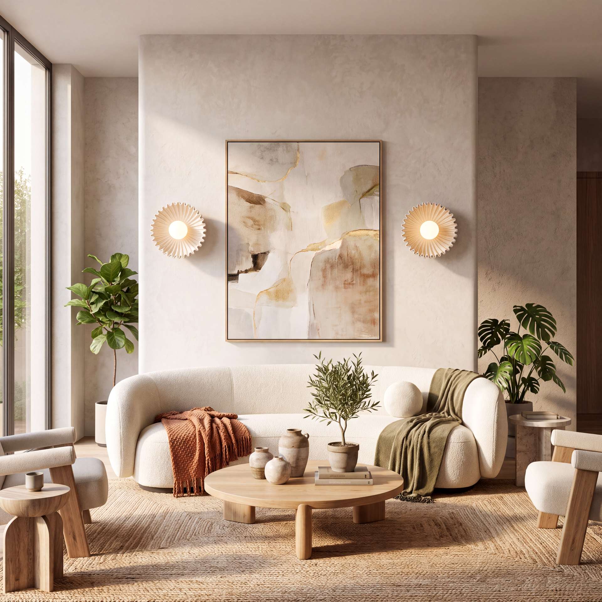 Livspace Reef Wall Light | Beige + White
