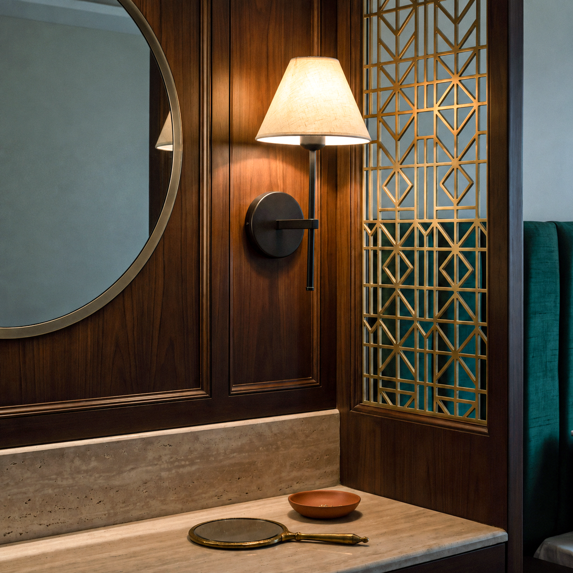 Livspace Serene Wall Light | Black + Brass