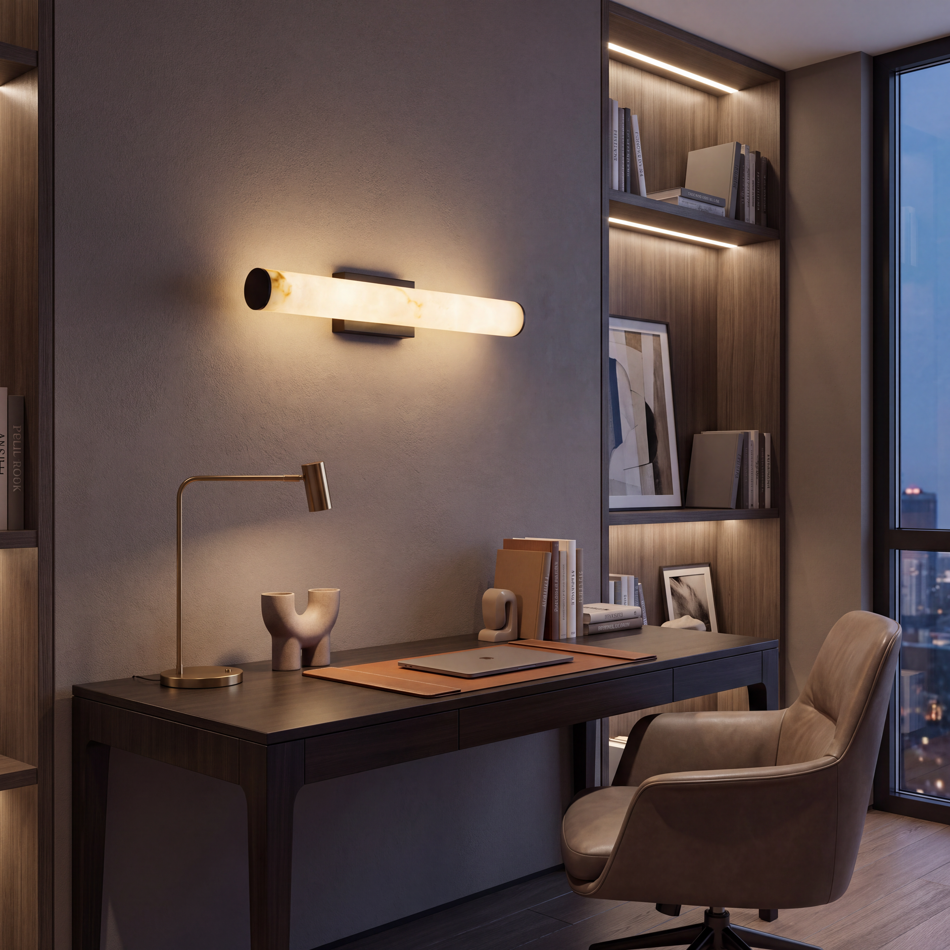 Livspace Spar Wall Light | White + Antique Brass