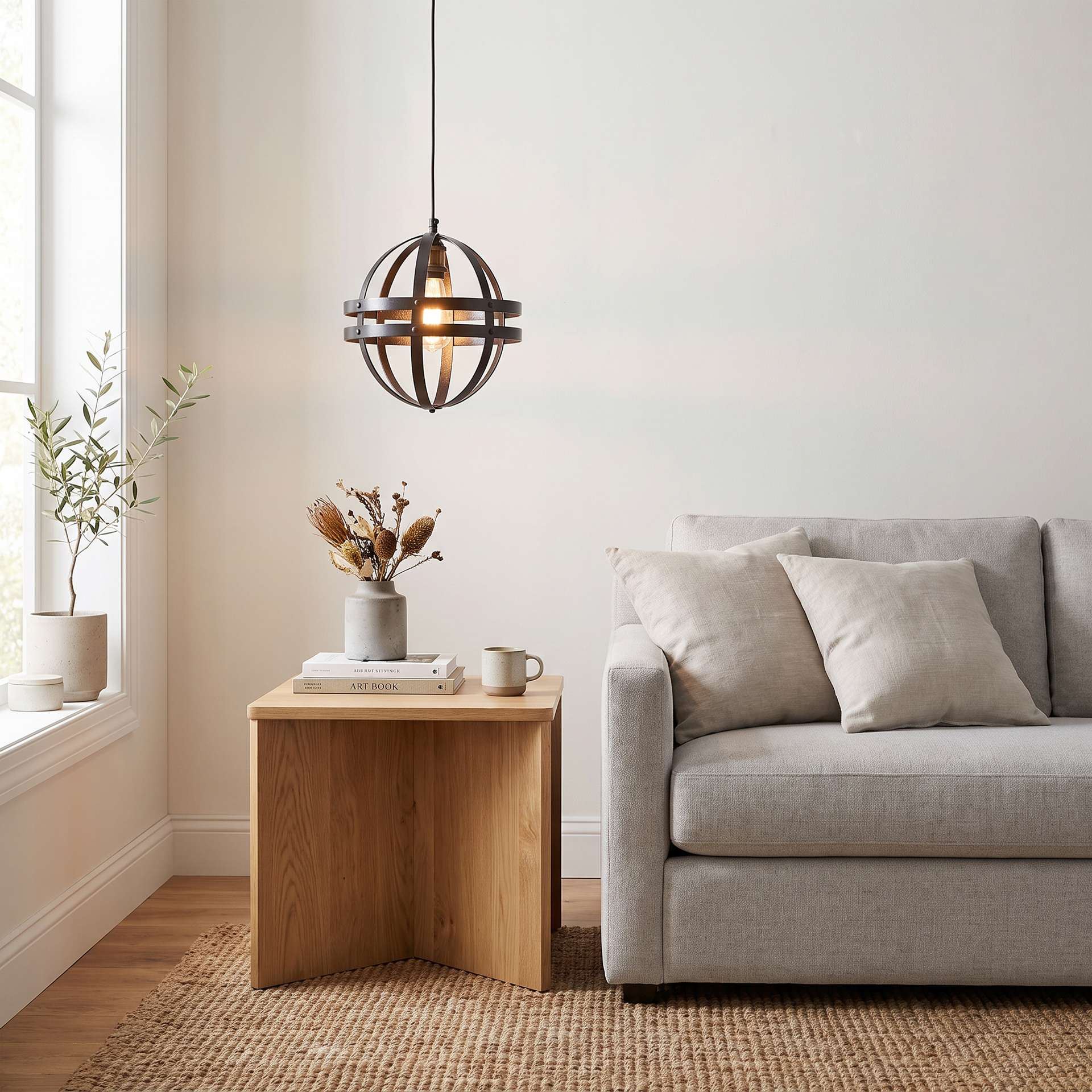 Livspace Vanessa Black Metal Pendant Light | Black