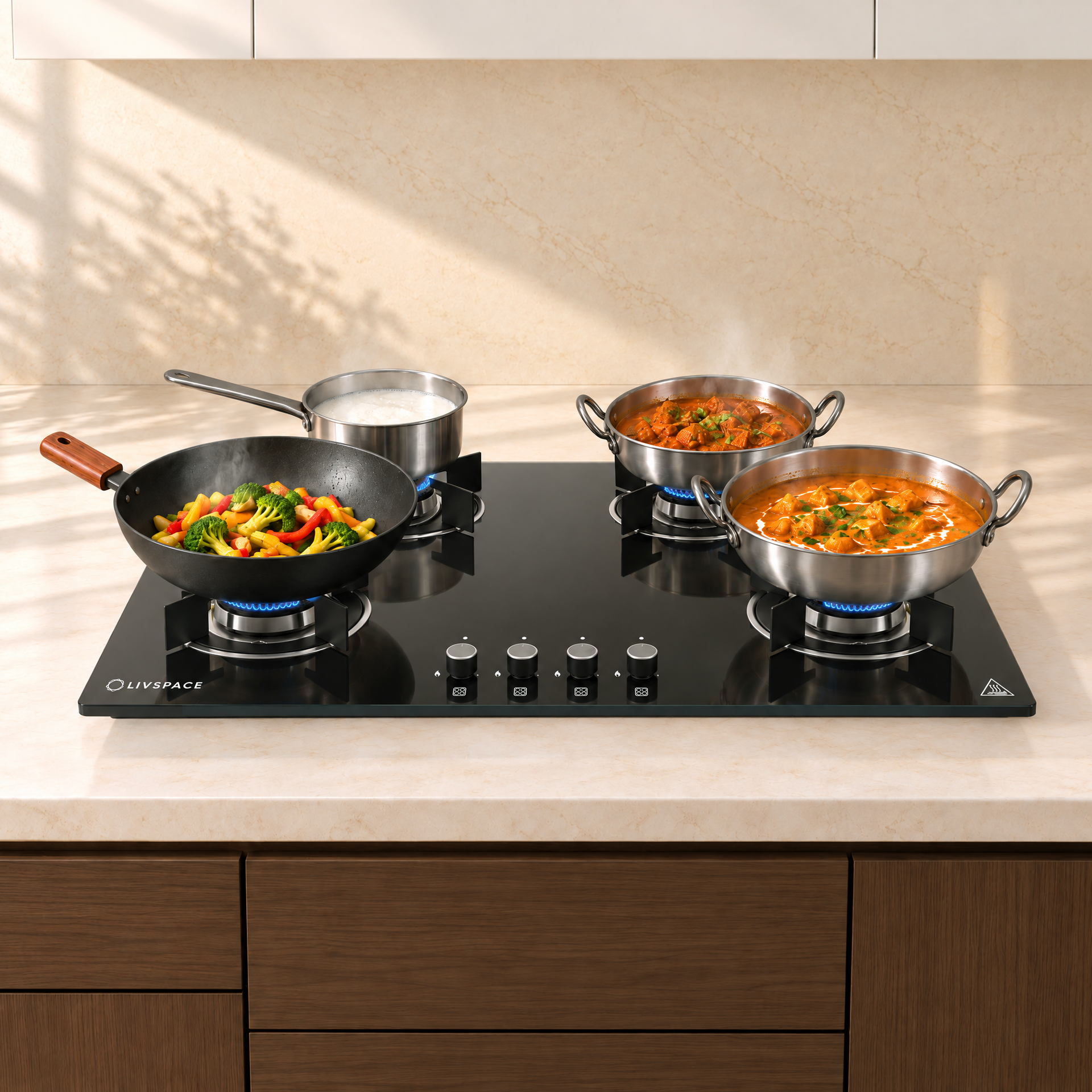 Optima Gloss 4-burner Brass Hob | Auto Ignition - 90 cm
