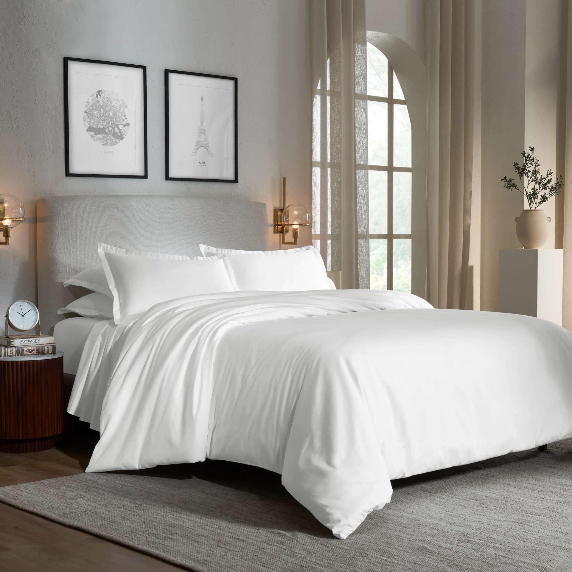 Solid Dyed 800 TC 100% Cotton White King Fitted Sheet Set | Pelushe