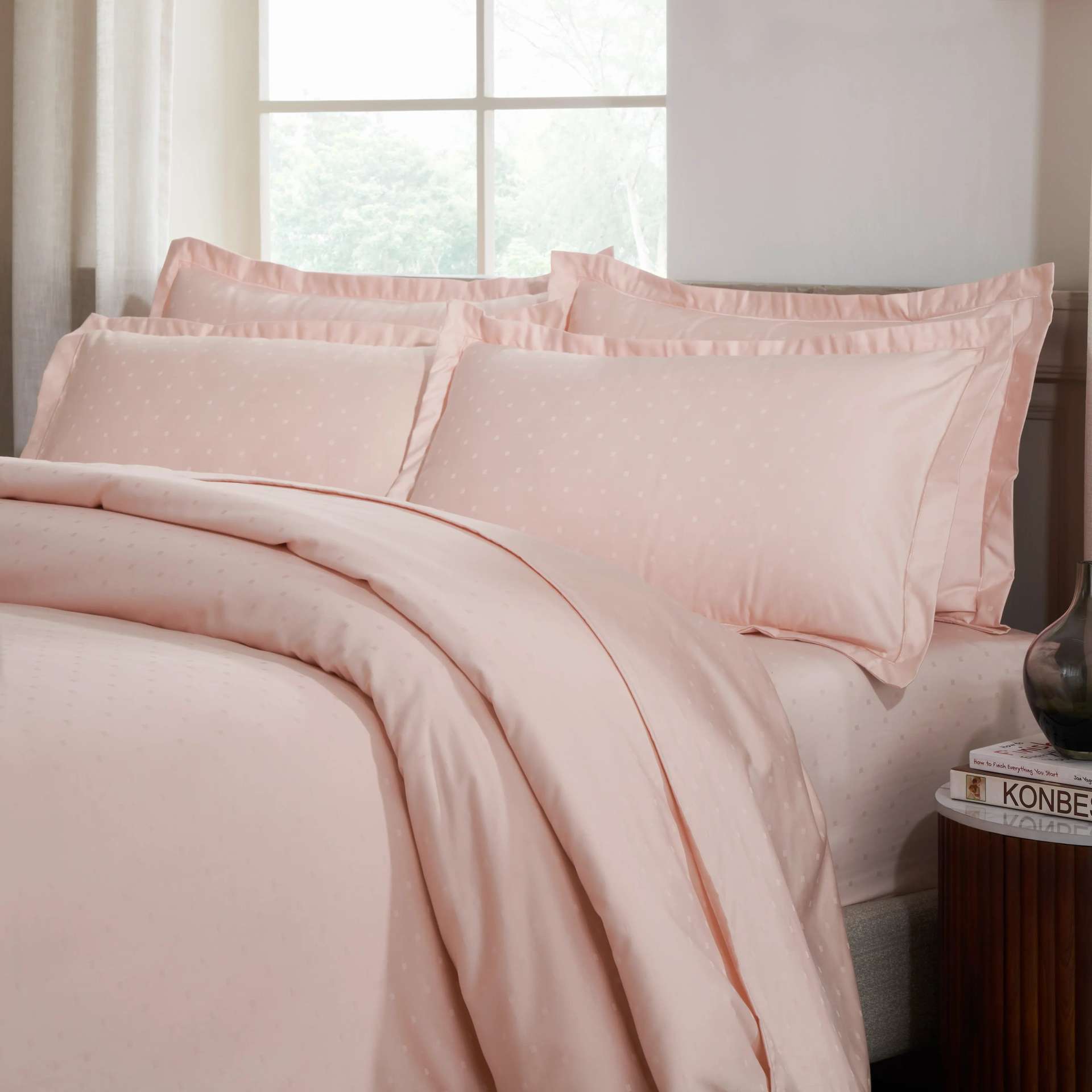 Solid Dyed 1000 TC 100% Cotton Veiled Rose King Fitted Sheet Set | Ricaso