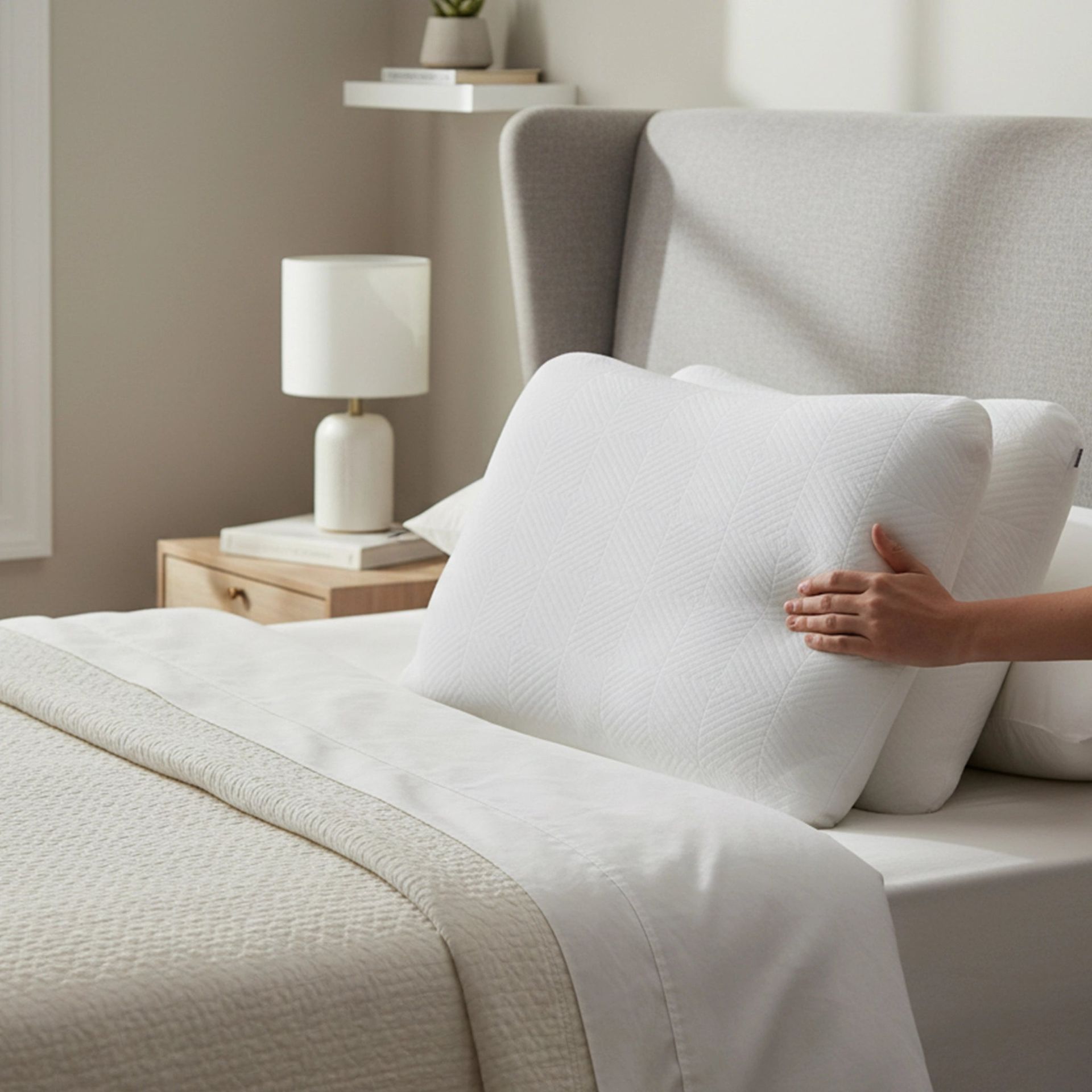 Solid White Set of 2 Memory Foam Pillow | Flexi Haven