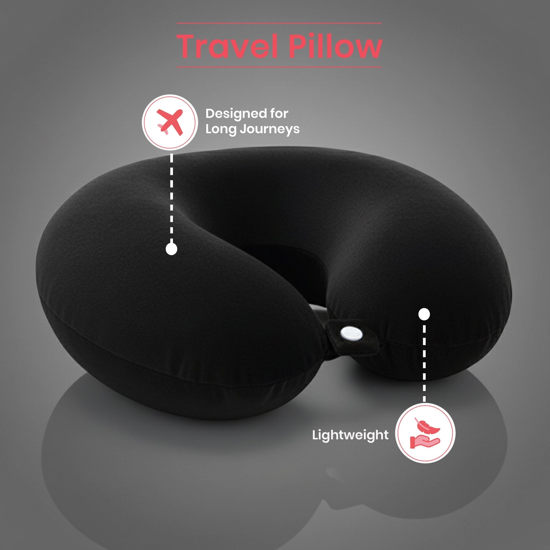 Solid Black Memory Foam Pillow | Wanderlust
