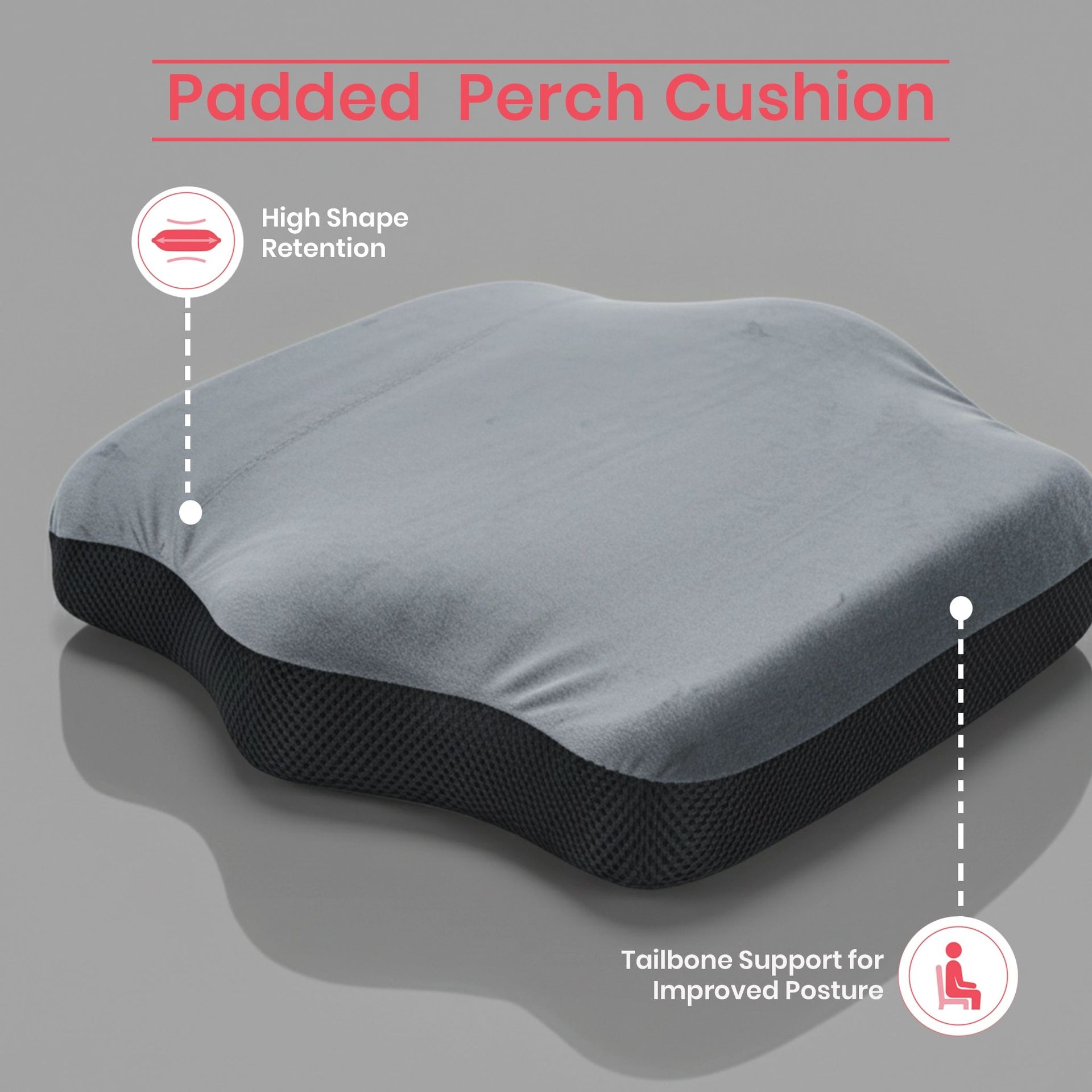 Solid Gusseted Grey High-Resilience Foam Pillow | Padded Perch
