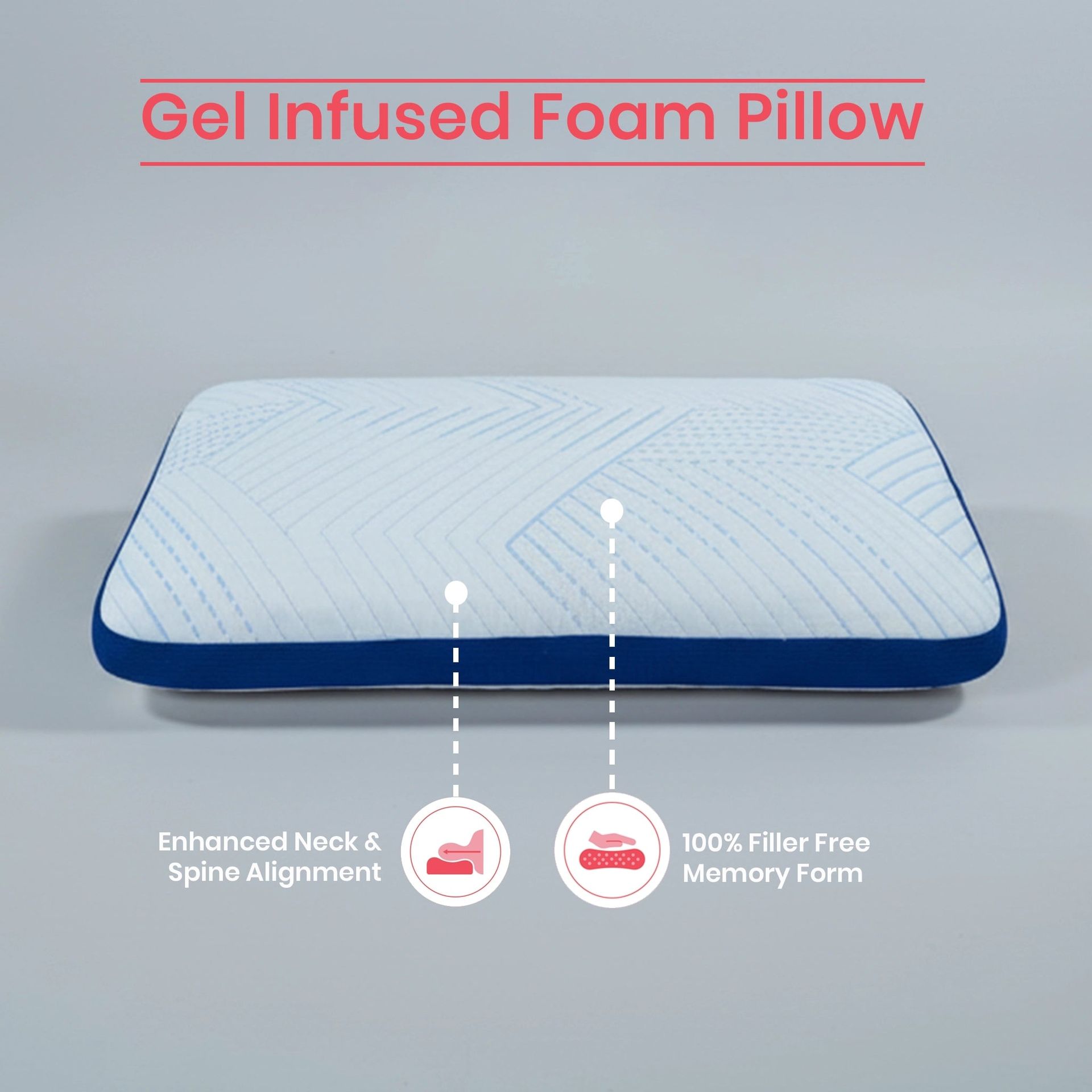 Solid Gusseted Blue Sky Infused Gel Memory Foam Pillow | Arctic Snooze