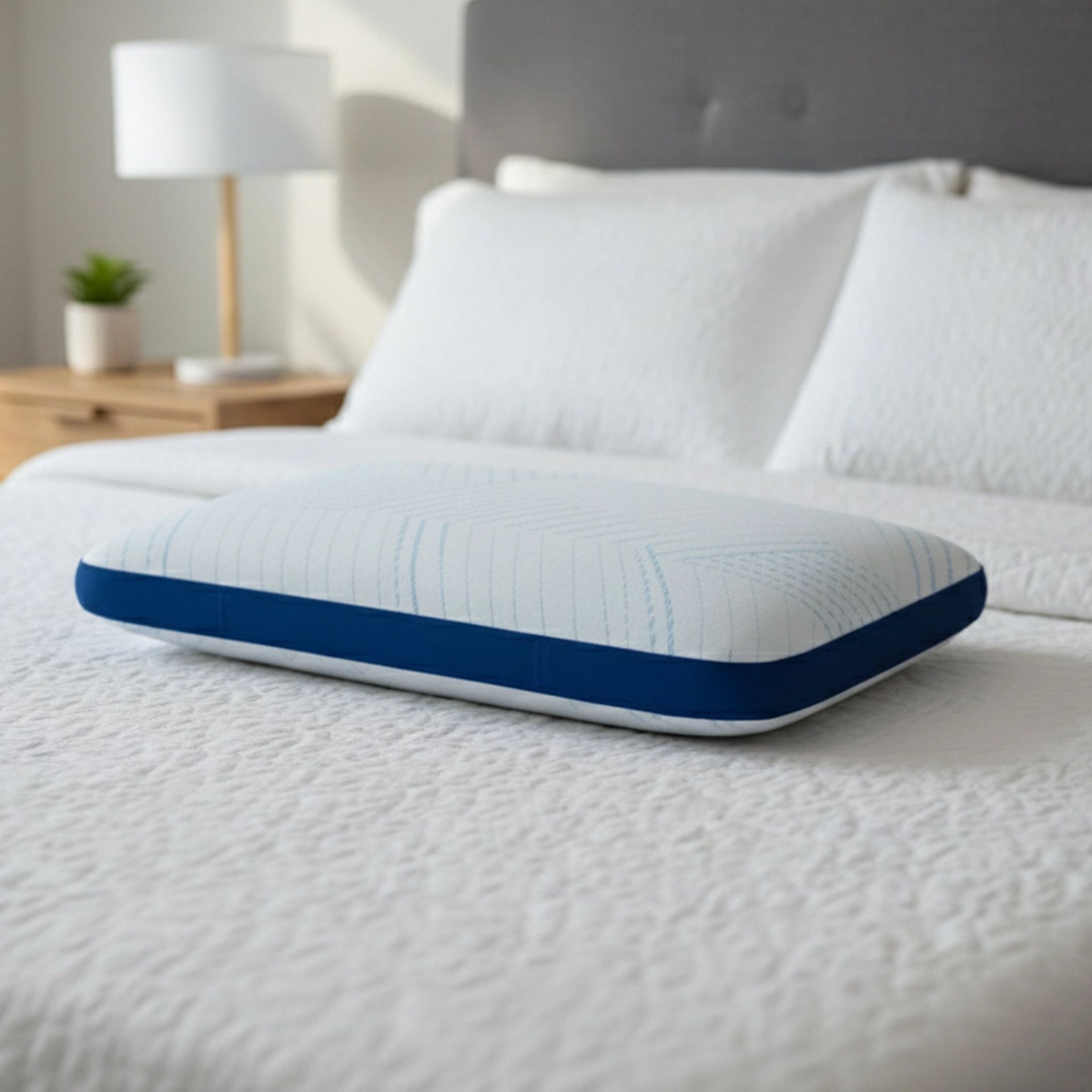 Solid Gusseted Blue Sky Infused Gel Memory Foam Pillow | Arctic Snooze